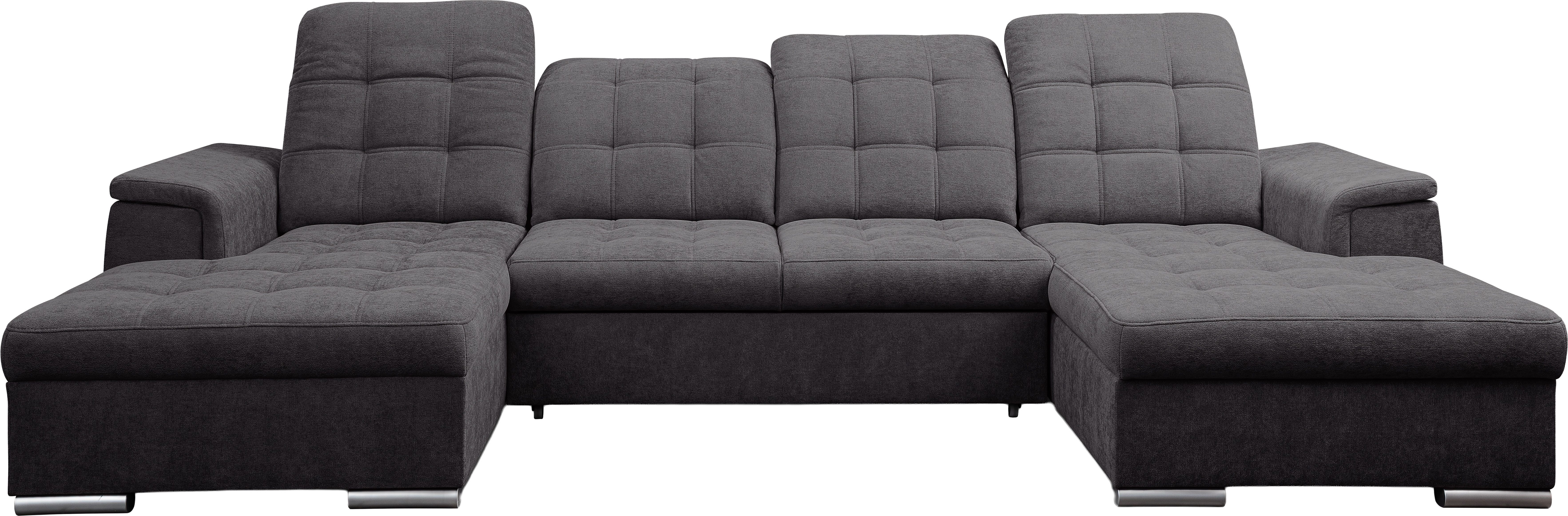 WERK2 Wohnlandschaft Napoli 330 x 174 cm, mit Bett & Bettkasten & Kopfteilverstellung, U-Form, XXL, Schlaffunktion, Bettkasten, verstellbare Kopfteile – Bild 2 von 5