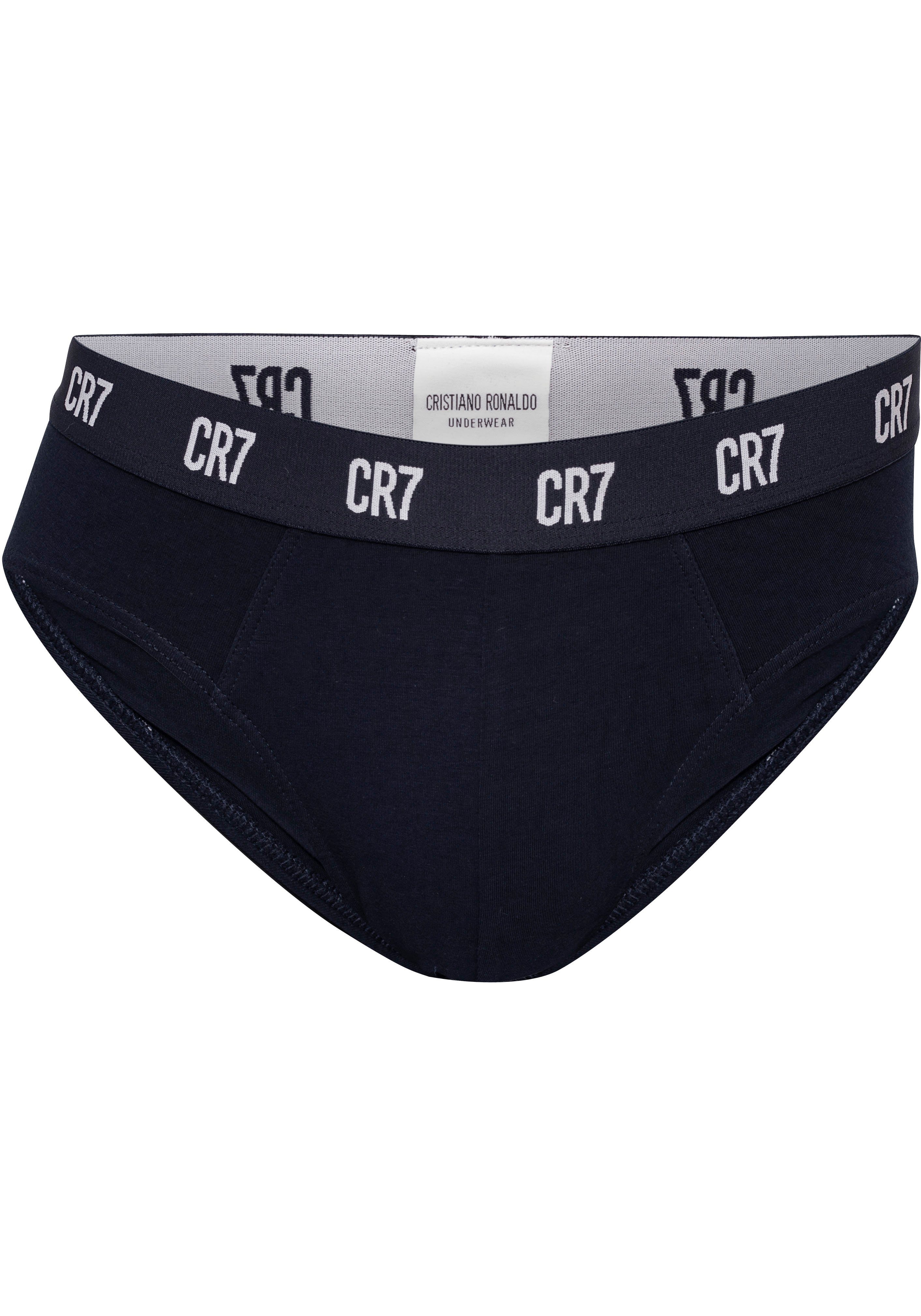 CR7 Slip (3-St., navy/grey/white mit 3er-Pack) Bündchen breitem