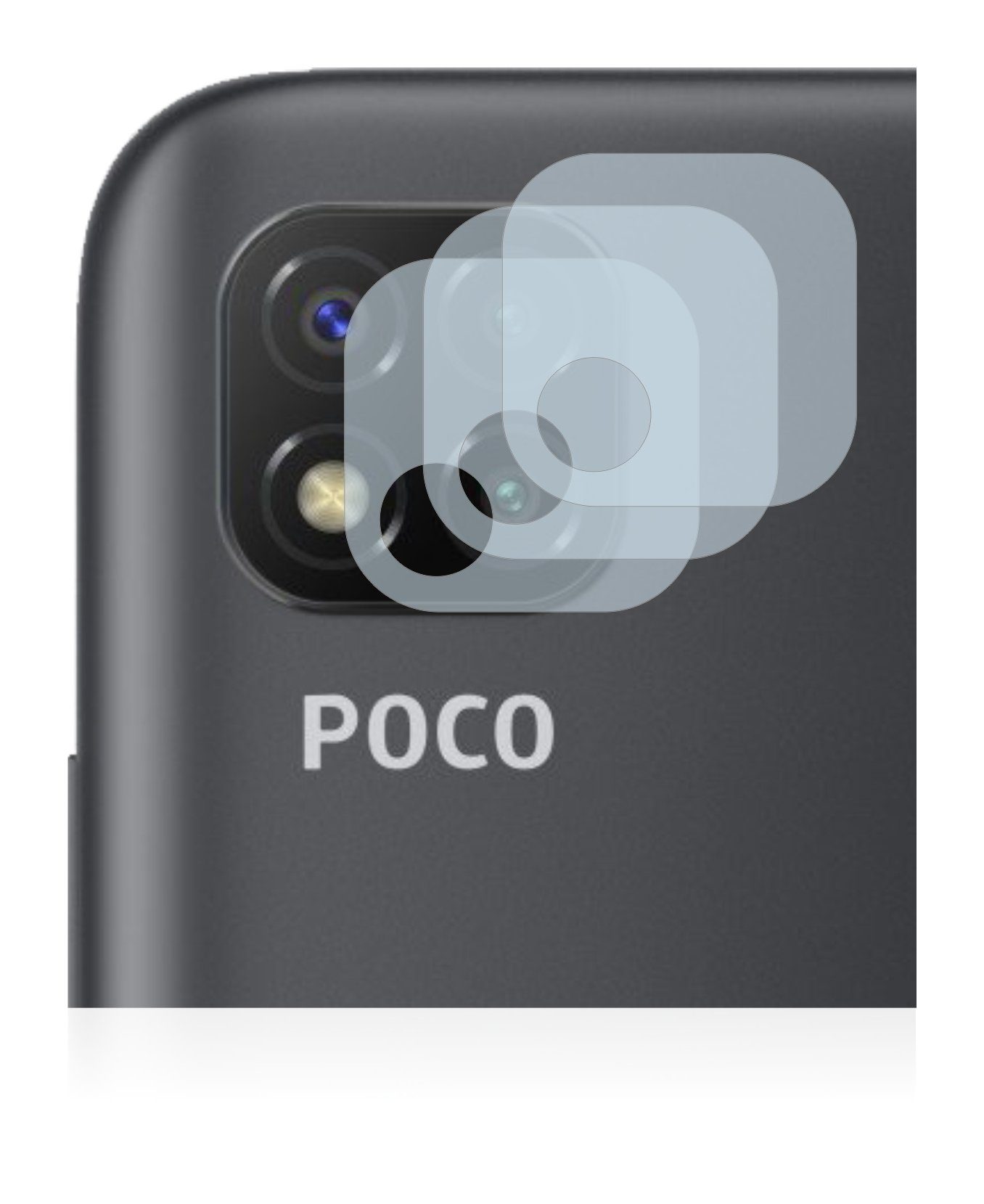 BROTECT flexible Panzerglasfolie für Xiaomi Poco C3 (NUR Kamera),  Displayschutzglas, 3 Stück, Schutzglas Glasfolie klar