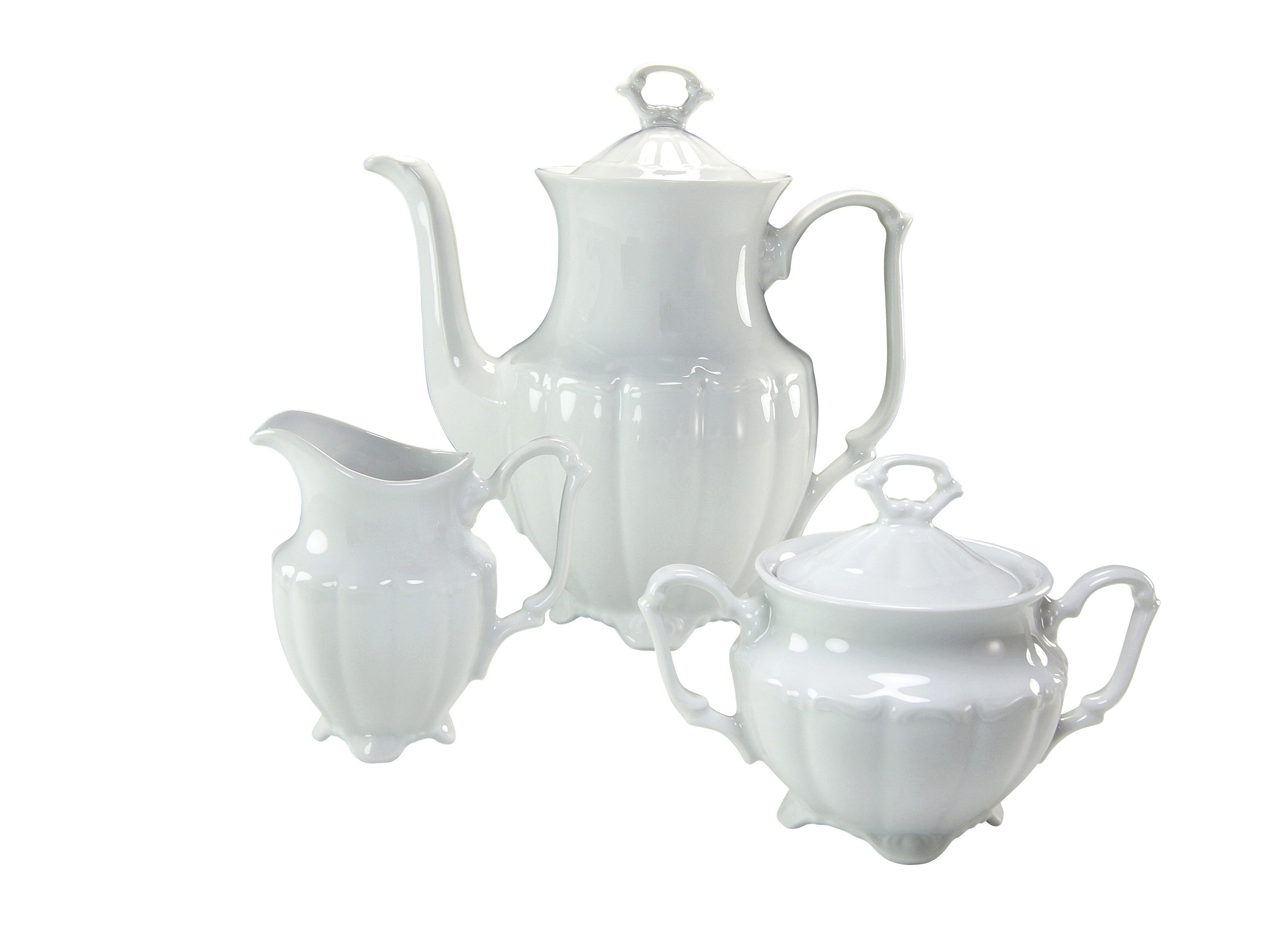 CreaTable Servier-Set Maria Theresia Weiss, Porzellan, (3-tlg., 1 Kaffeekanne, 1 Milchgiesser, 1 Zuckerdose)