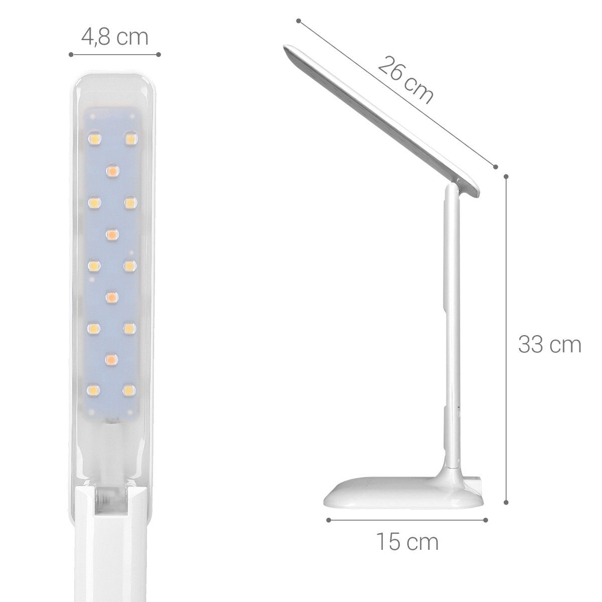 kwmobile LED Tischleuchte Dimmbare LCD Weiß LED mit USB Schreibtischlampe und Ladefunktion Display