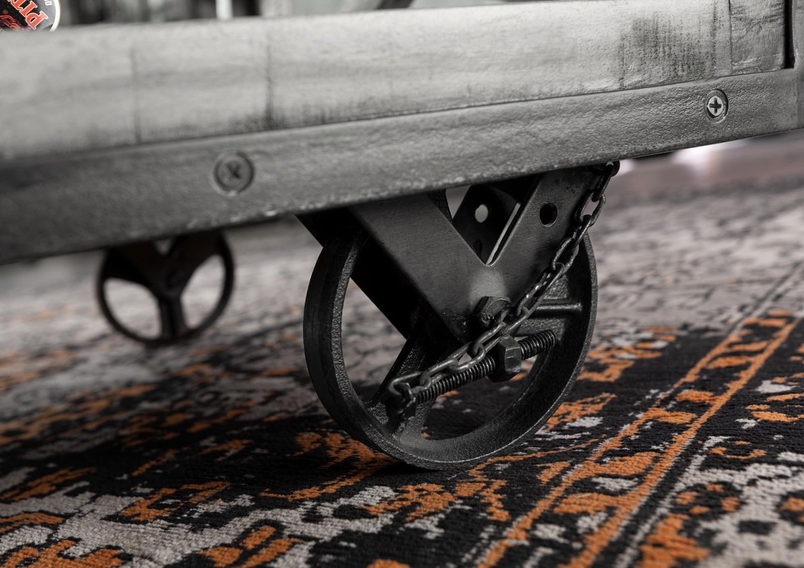 Massivmoebel24 Couchtisch HEAVY INDUSTRY (Massivholz, Massivholztisch), Couchtisch Mango 112x61x55 grau lackiert HEAVY INDUSTRY #162