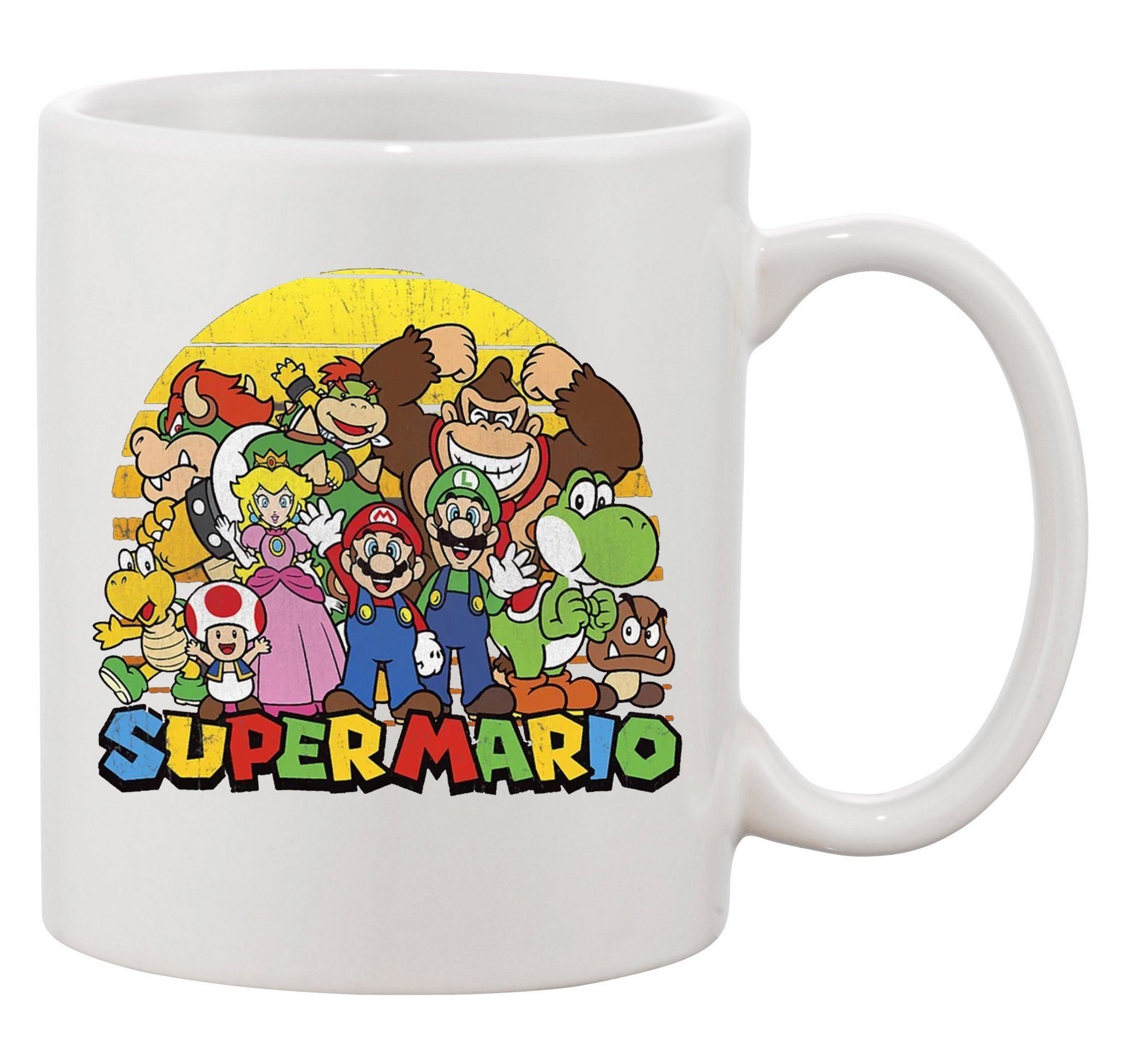 Blondie & Brownie Tasse Super Mario Sun Nintendo Mario Yoshi Luigi Gamer Konsole, Keramik Weiss XXL (600ml)