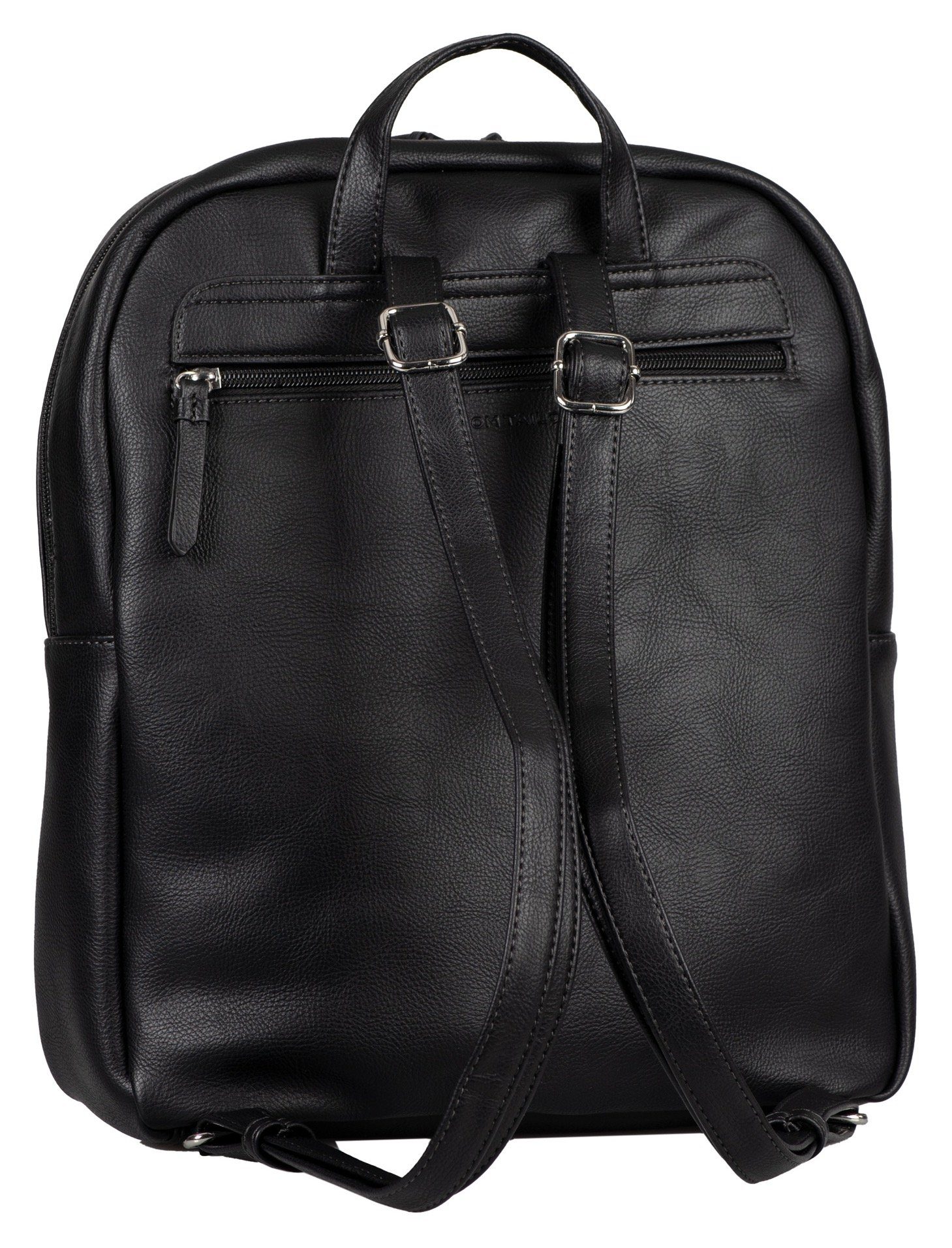 TOM TAILOR vorne Backpack mit schwarz M, TH-Logo Cityrucksack ROSABEL