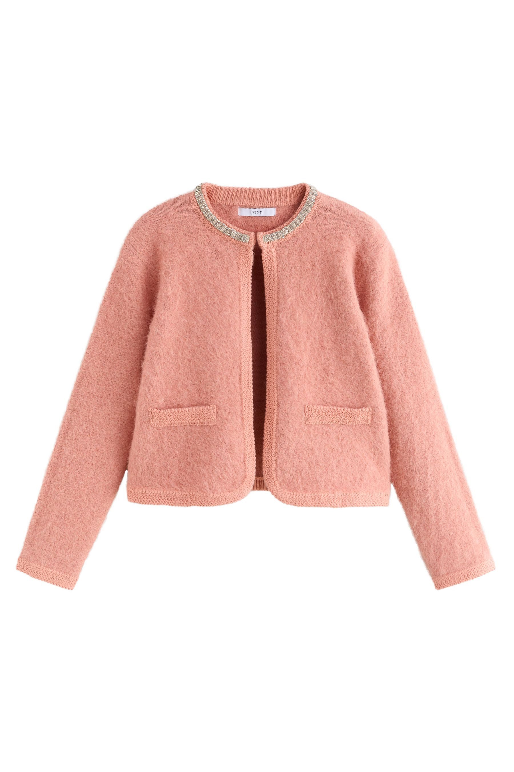 Next Strickjacke Angeraute Strickjacke mit verziertem Kragen (1-tlg) günstig online kaufen