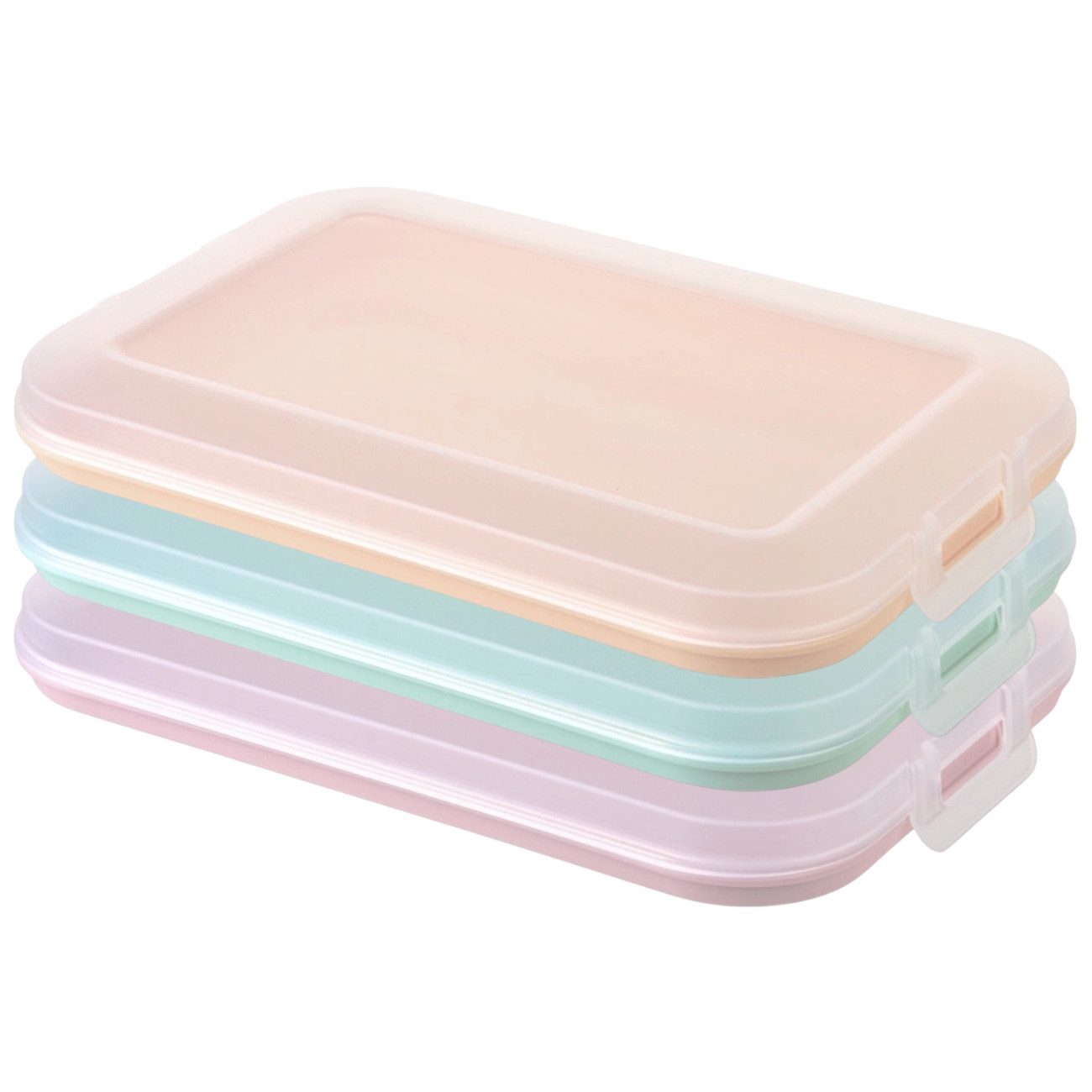 Engelland Frischhaltedose Aufschnittdosen für den Kühlschrank, Aufschnittboxen, PP-Kunststoff, BPA-frei, (Vorteils-Set, 3-tlg., mit transparentem Deckel), stapelbar, platzsparend, Ordnung im Kühlschrank, Organizer, Stapelbox