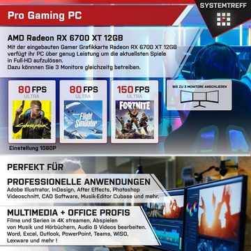 SYSTEMTREFF Gaming-PC (Intel Core i5 12600K, Radeon RX 6700 XT, 16 GB RAM, 1000 GB SSD, Luftkühlung, Windows 11, WLAN)