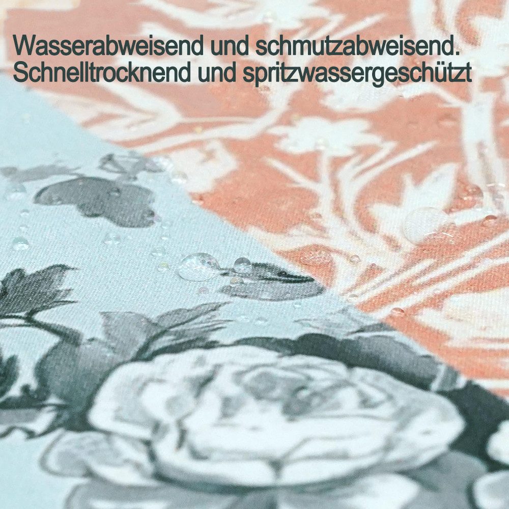 Diwzbyn Duschvorhang Vintage-Boho-Badezimmerdeko mit rosa Blumen, 80x200cm/180x180cm Breite 180 cm, Patchwork-Blumendesign im Landhausstil, mit 12 transparenten Ringen