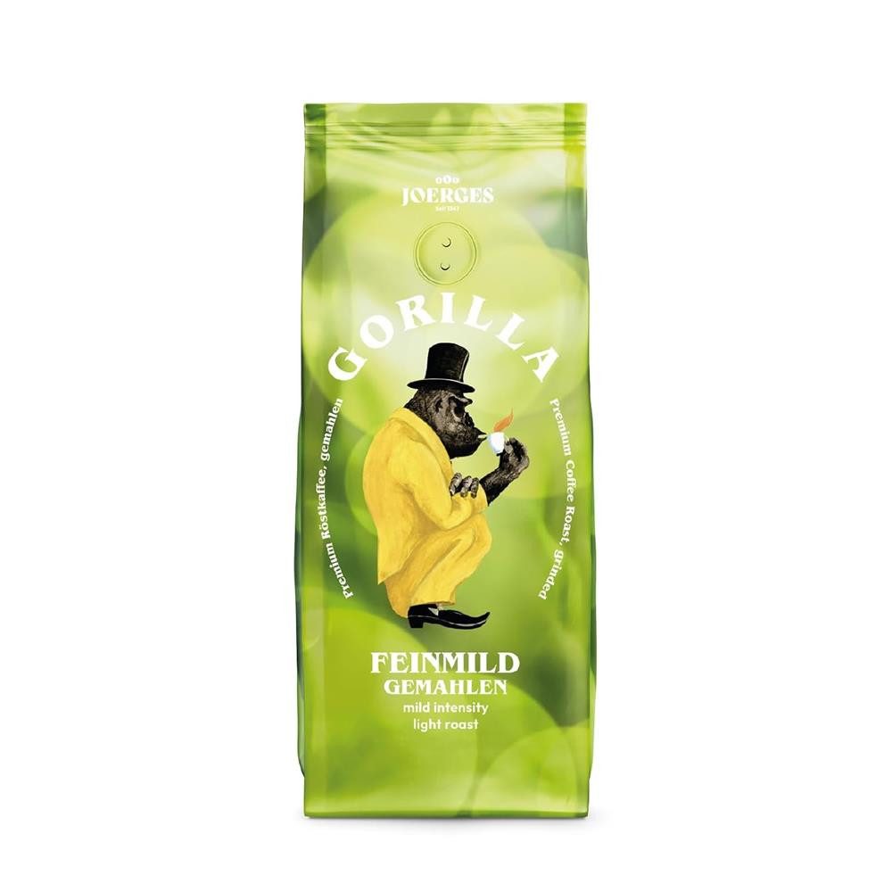 Gorilla Kaffee Kaffeepulver Feinmild gemahlen mild leicht geröstet, 1 x 500 g, 100% Arabica-Bohnen