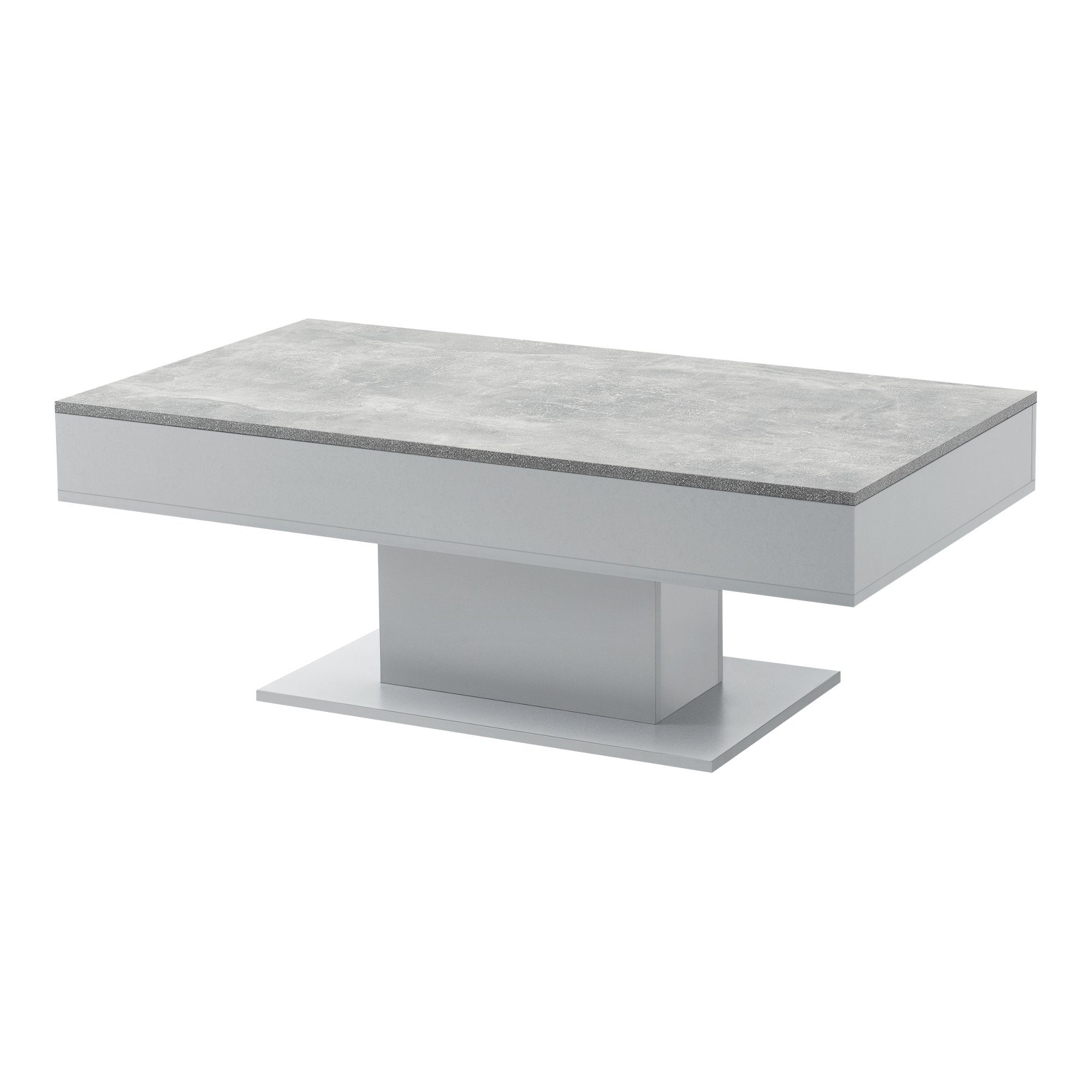 en.casa Couchtisch, »Lünen« Wohnzimmertisch 2 Staufächer 40x110x60cm Beton-Optik/Hellgrau
