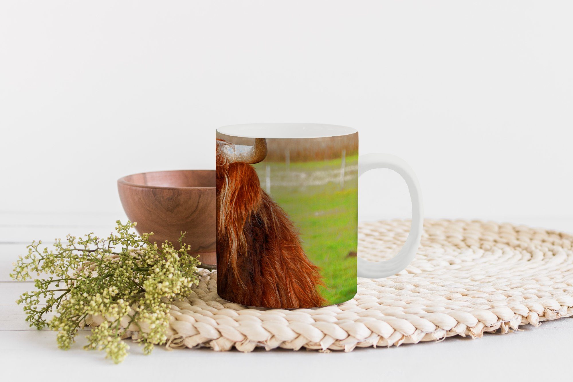 Becher, Kaffeetassen, Gras Teetasse, Teetasse, Geschenk - MuchoWow Keramik, Tasse - Schottischer Highlander Baum,