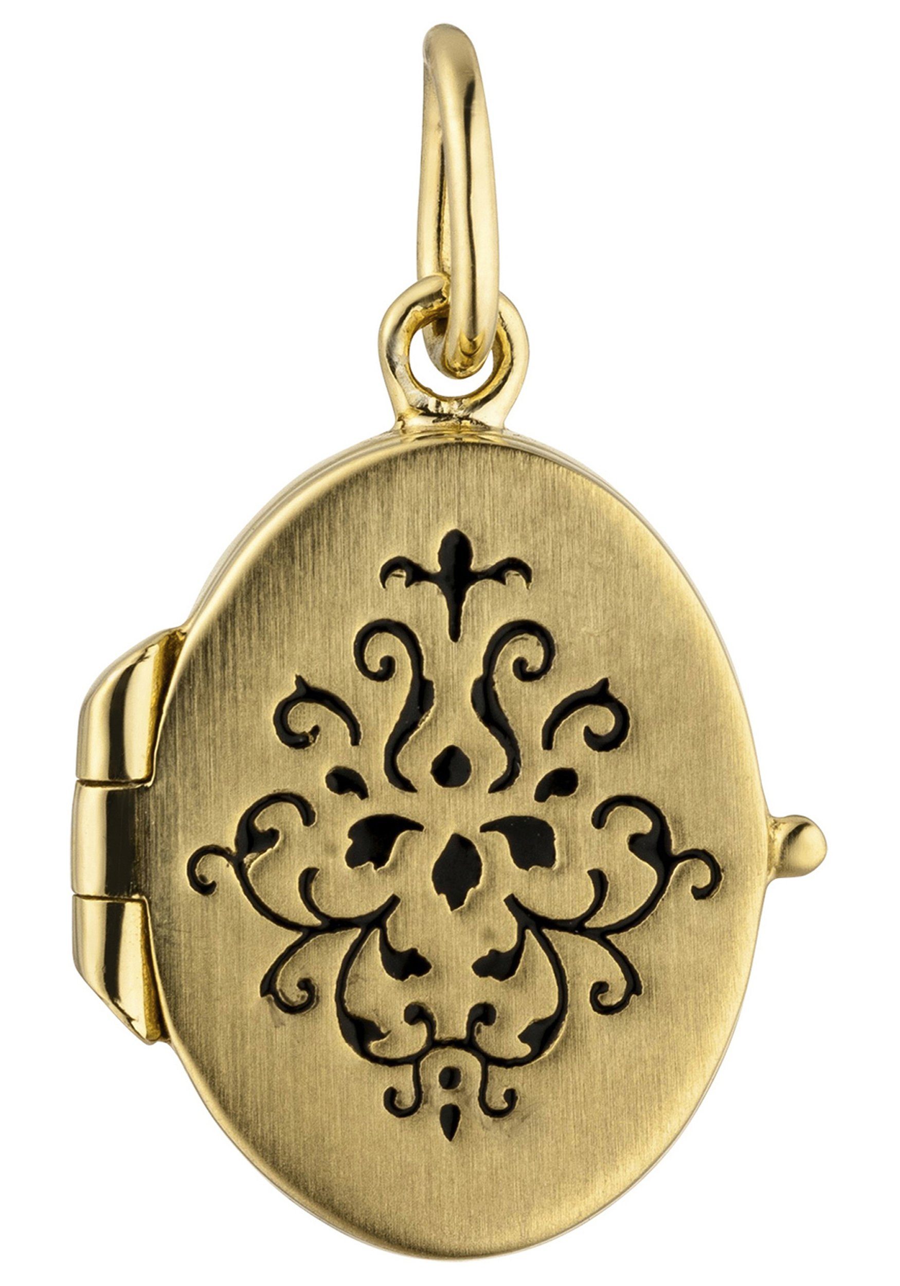 JOBO Medallionanhänger Kleines Medaillon 925 Silber vergoldet oval