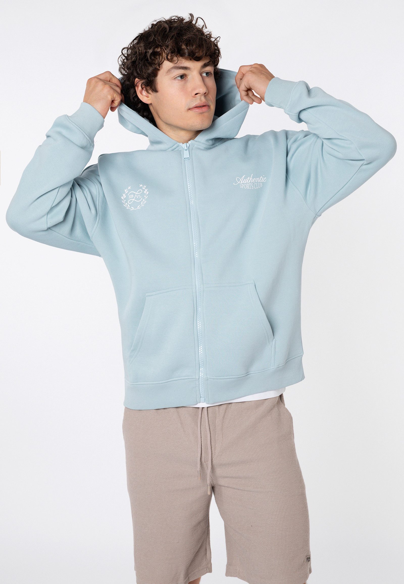 Kapuzensweatjacke Herren Oversize Sweatjacke mit Backprint