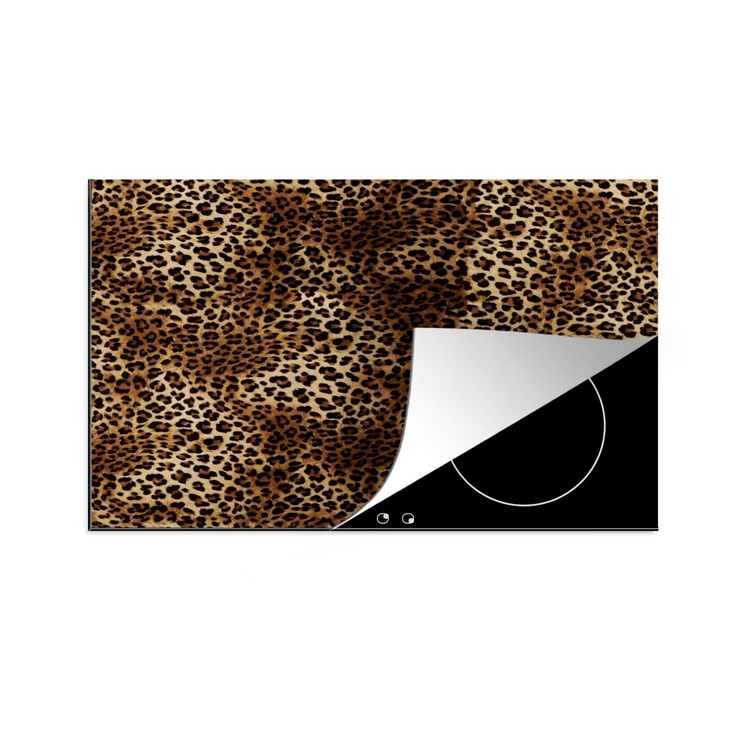 MuchoWow Herdblende-/Abdeckplatte Pantherdruck - Wilde Tiere - Muster, Vinyl, (1 tlg), 81x52 cm, Induktionskochfeld Schutz für die küche, Ceranfeldabdeckung