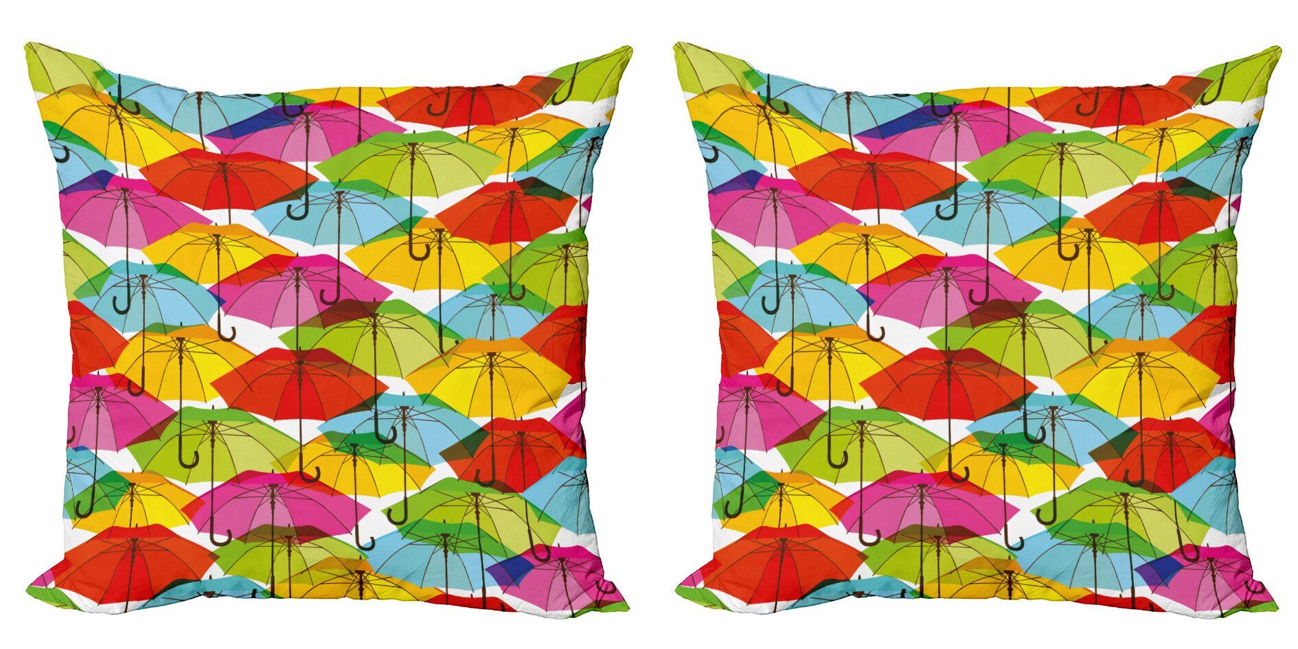 Kissenbezüge Modern Accent Doppelseitiger Digitaldruck, (2 Vivid Regenschirme Regenschirm Stück), Abakuhaus