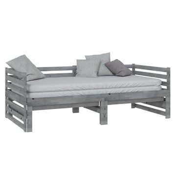 vidaXL Bett Tagesbett Ausziehbar Grau Kiefer Massivholz 2x(90x200) cm