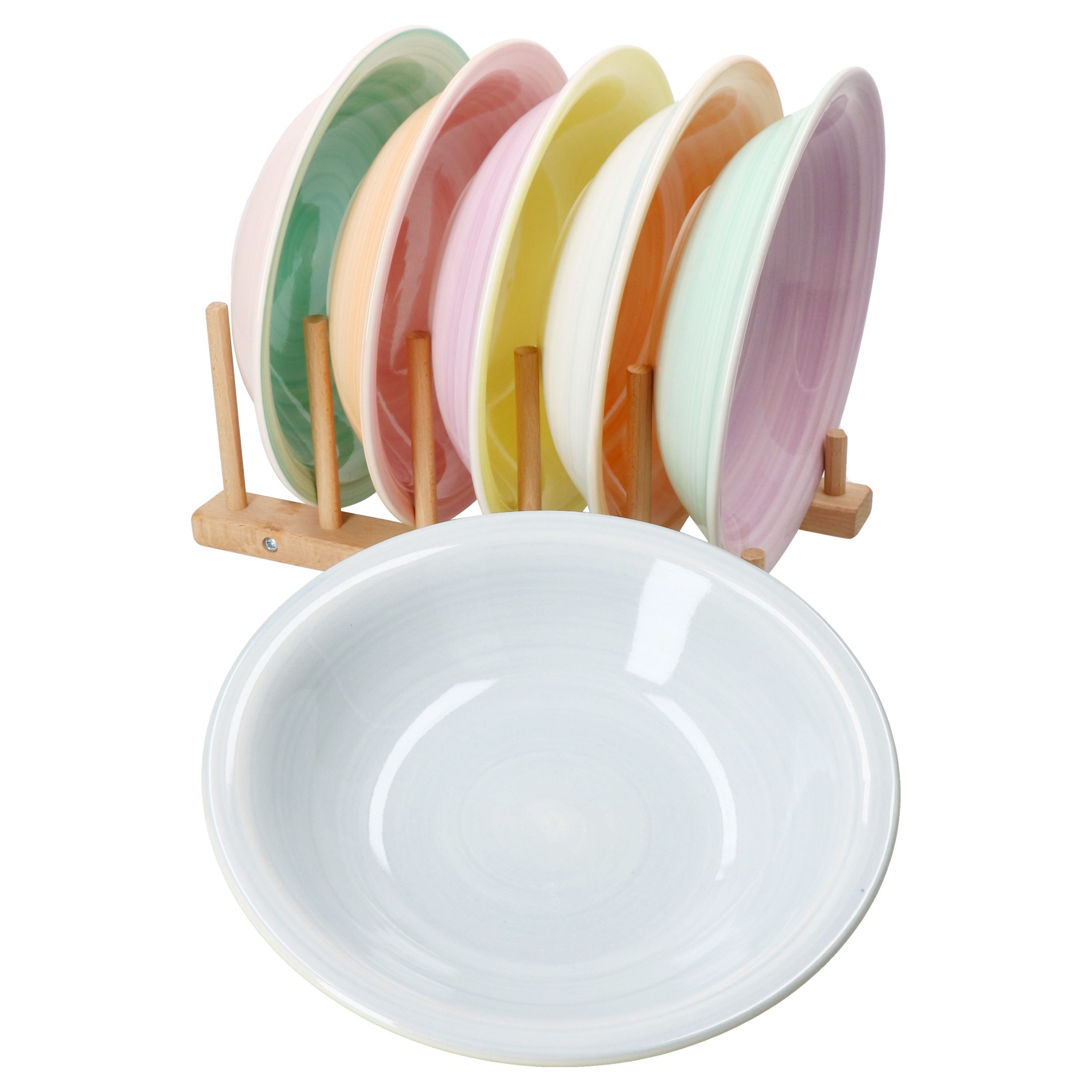 Suppenteller Pastello 6er Set Suppenteller 450ml Steingut bunt Teller tief