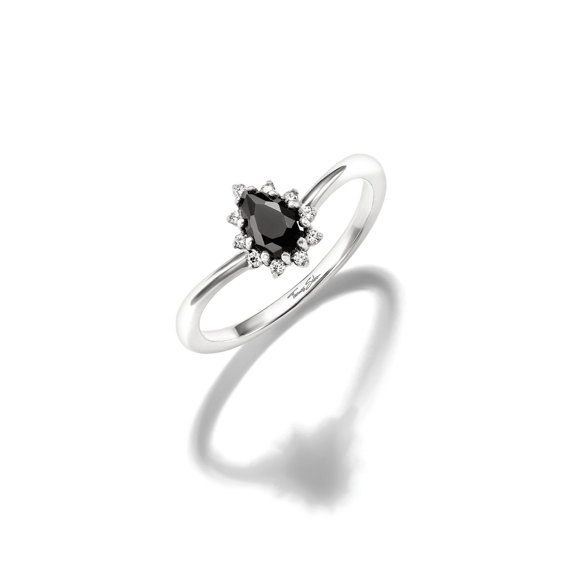THOMAS SABO Fingerring True Romance Ring mit Schwarzen Tropfen, mit Zirkonia (synth)