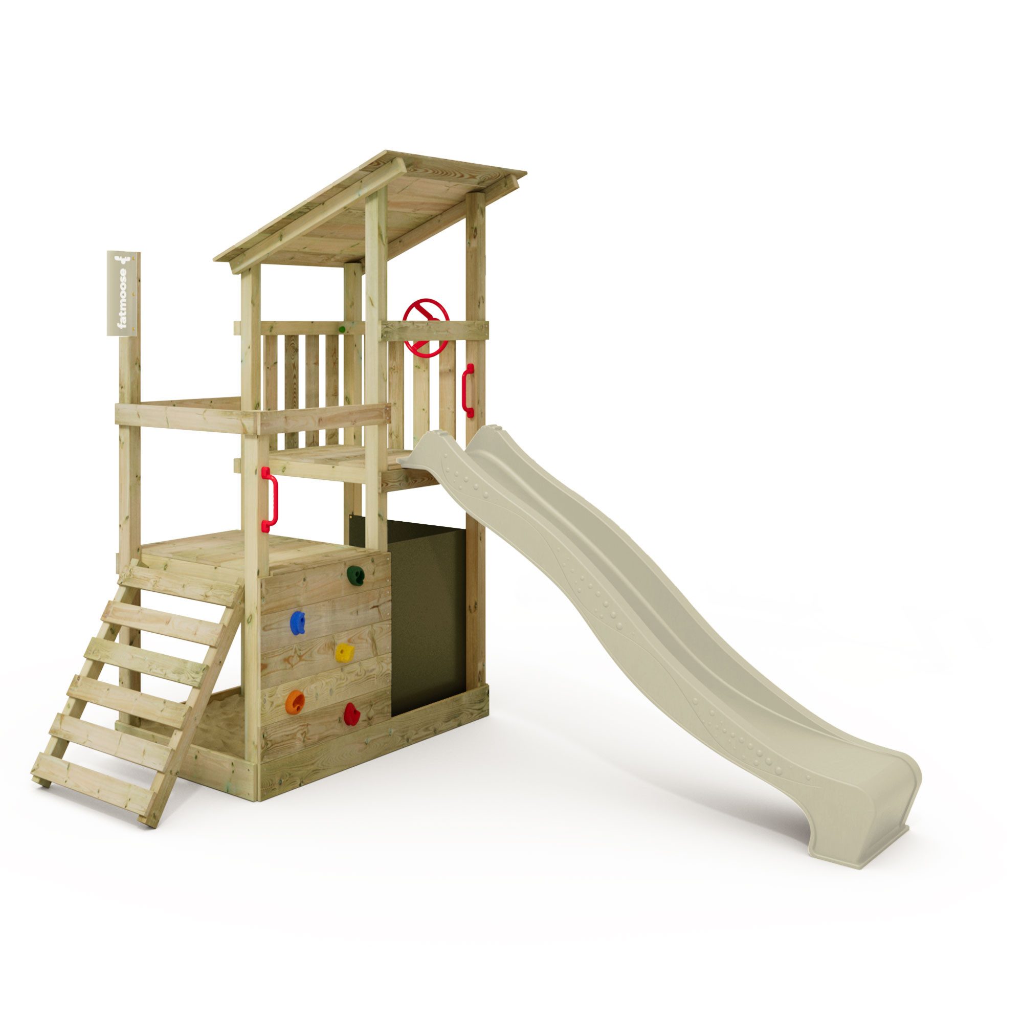 FATMOOSE Spielturm FruityForest Fun – Spielturm mit Rutsche, Kletterwand & Sandkasten, extrem witterungsbeständig mit 10 Jahren Garantie*