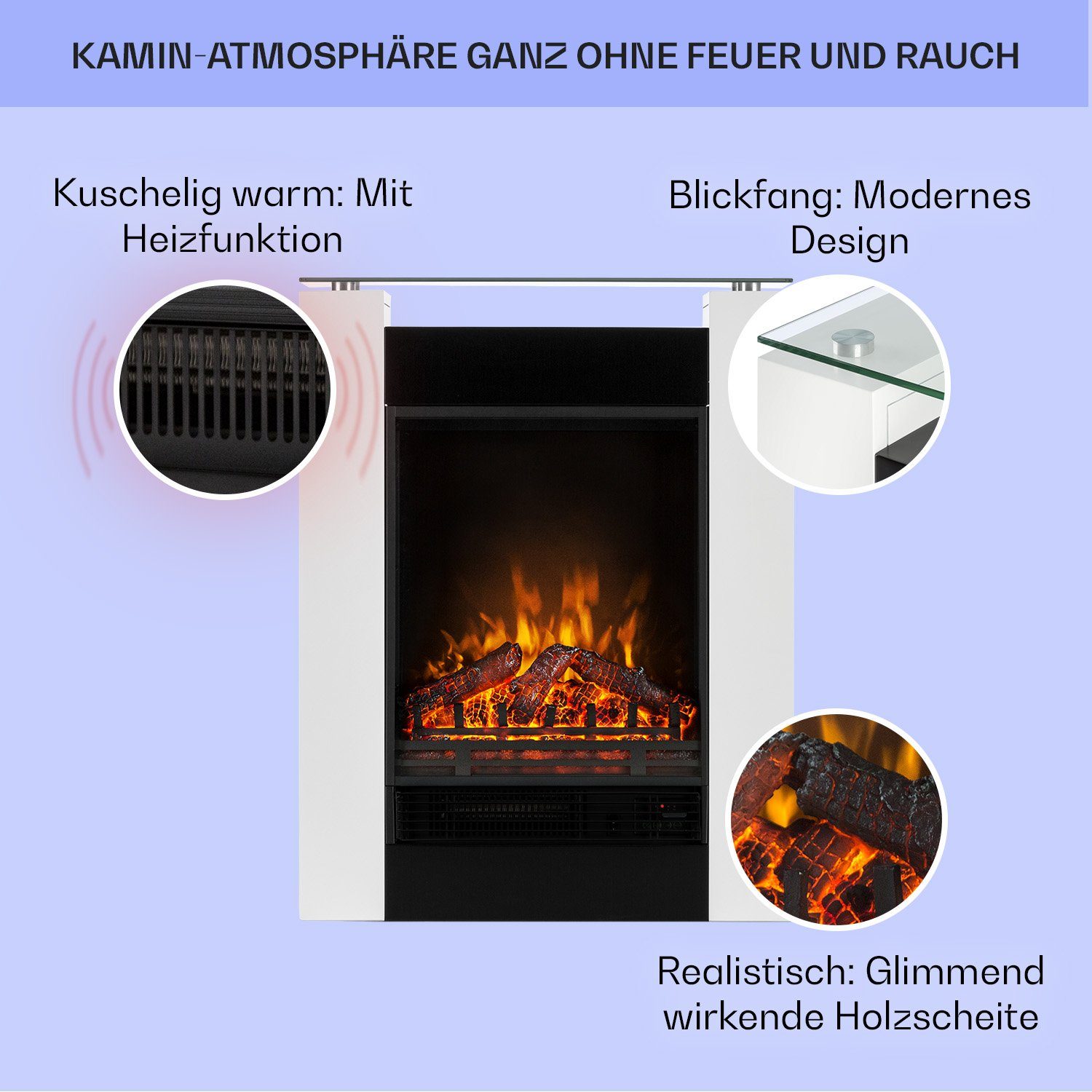 Klarstein Elektrokamin Studio 5, elektrischer Kamin mit Heizfunktion Heizlü günstig online kaufen