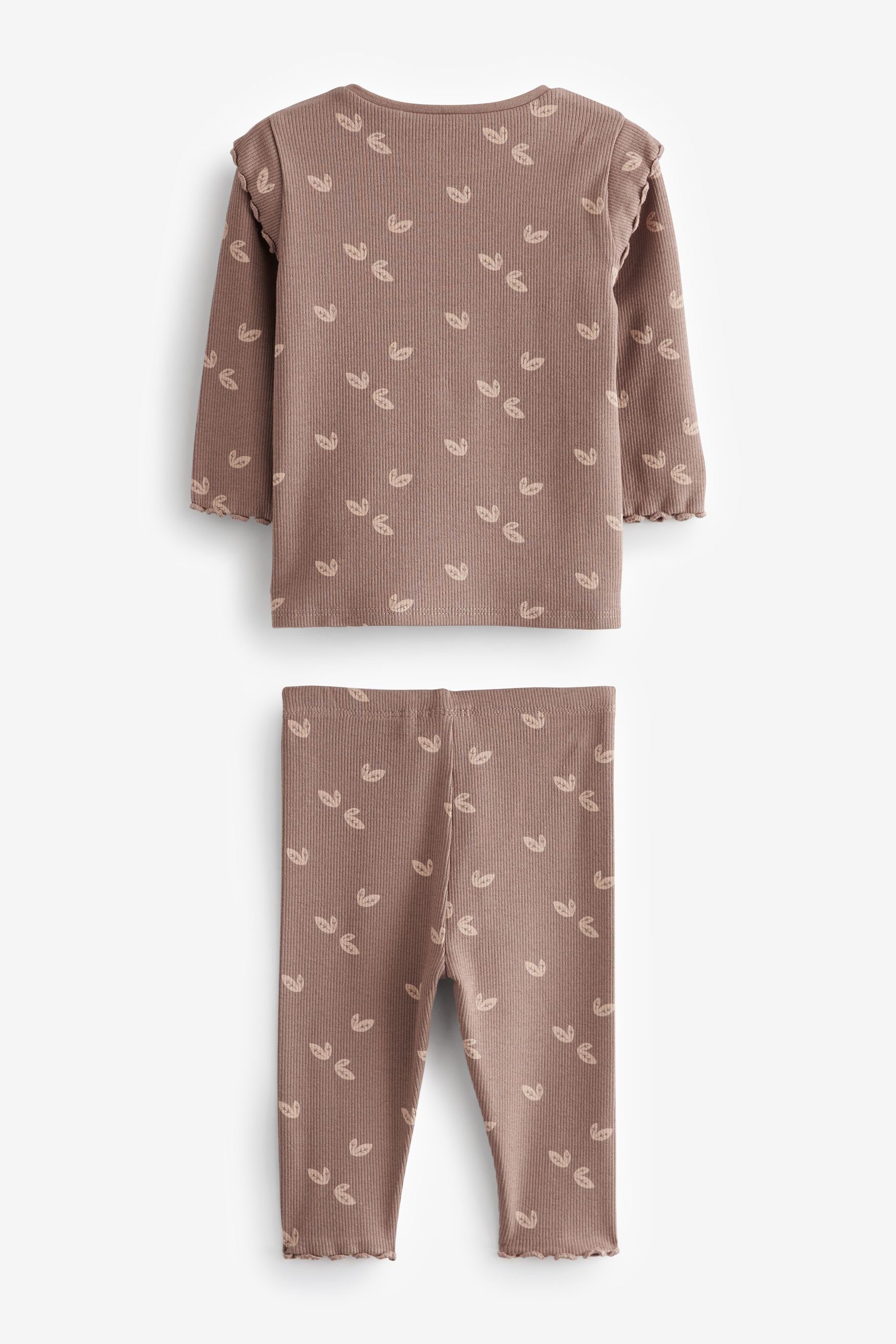 Next Shirt & Leggings Oberteil Chocolate Leggings Brown Baby Print fürs Heart Set und im (2-tlg)