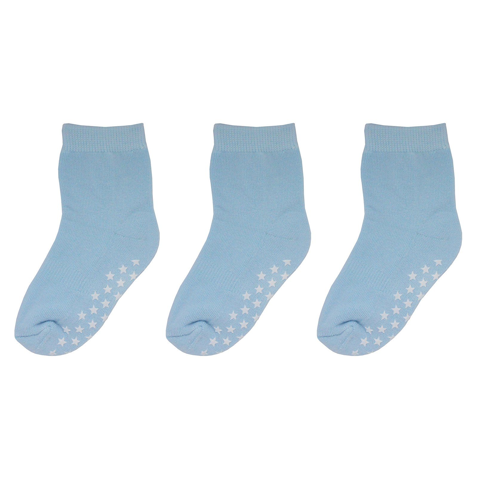 Yalion Langsocken Weiche Kinder Baumwoll Socken Babysocken (3-Paar) mit Halbplüsch Rutschfest und warm, Natur hautfreundlich Himmelblau