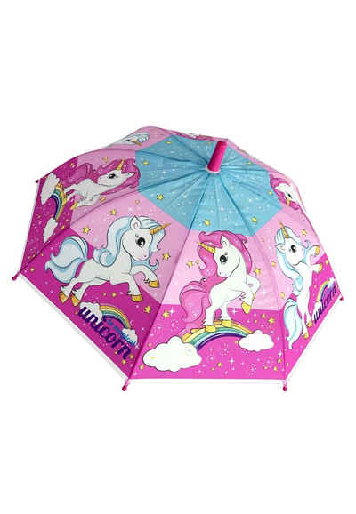 einhorn Stockregenschirm Kinder Mädchen Atumatik-Regenschirm Stock-Schirm Kuppelschirm