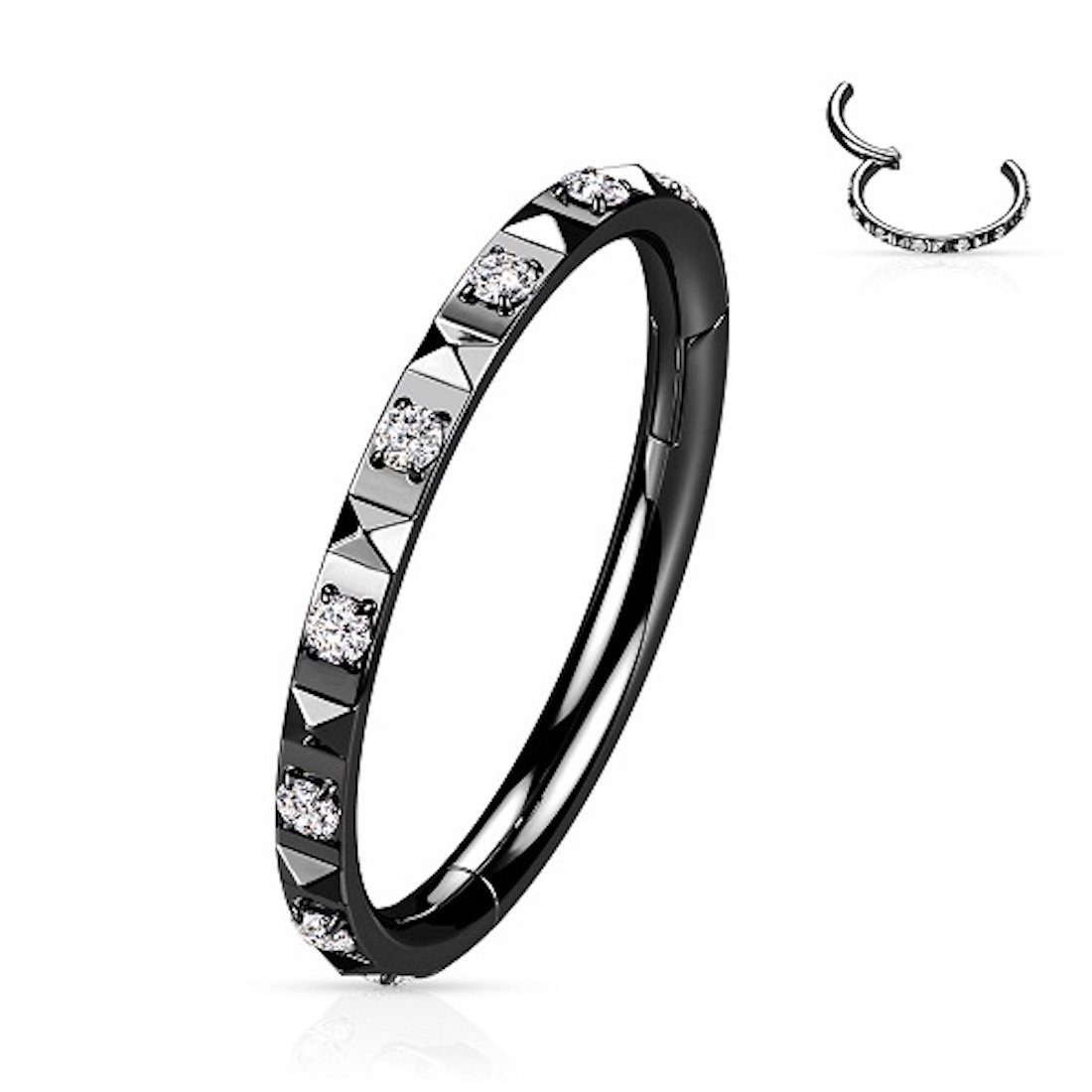 Taffstyle Nasenpiercing Septum Piercing Ring Segmentring Clicker Scharnier Kristalle Pave, Nasenpiercing Nasenring Ohrpiercing Ohr Nase Tragus Helix Brust Intim