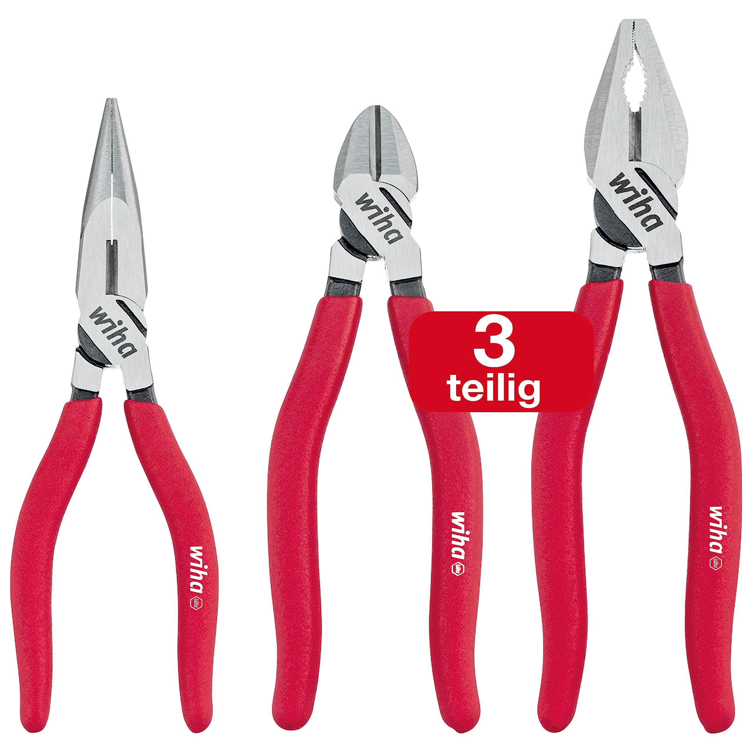 Wiha Zangenset Classic (26850) - 3 tlg., Kombizange, Flachrundzange, Seitenschneider
