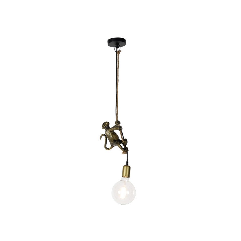 Qazqa Pendelleuchte Animal monkey, ohne Leuchtmittel, E27, Gold/Messing, Klassisch / Antik, Aluminium, 1-flammig