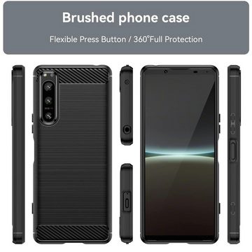 CoolGadget Handyhülle Carbon Handy Hülle für Sony Xperia 5 IV 6,1 Zoll, robuste Telefonhülle Case Schutzhülle für Sony Xperia 5 IV Hülle