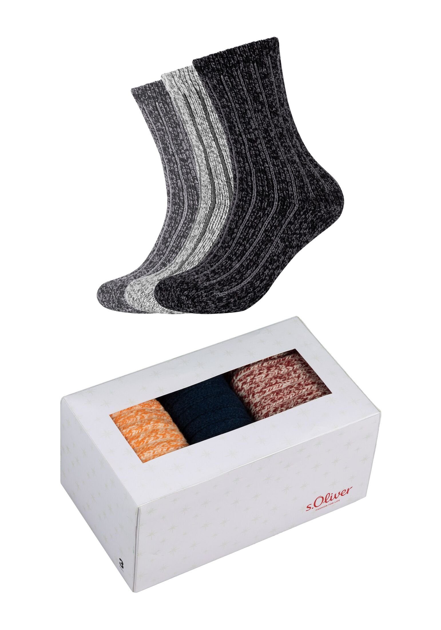 3er Sockenbox anthracite Socken Pack s.Oliver melange