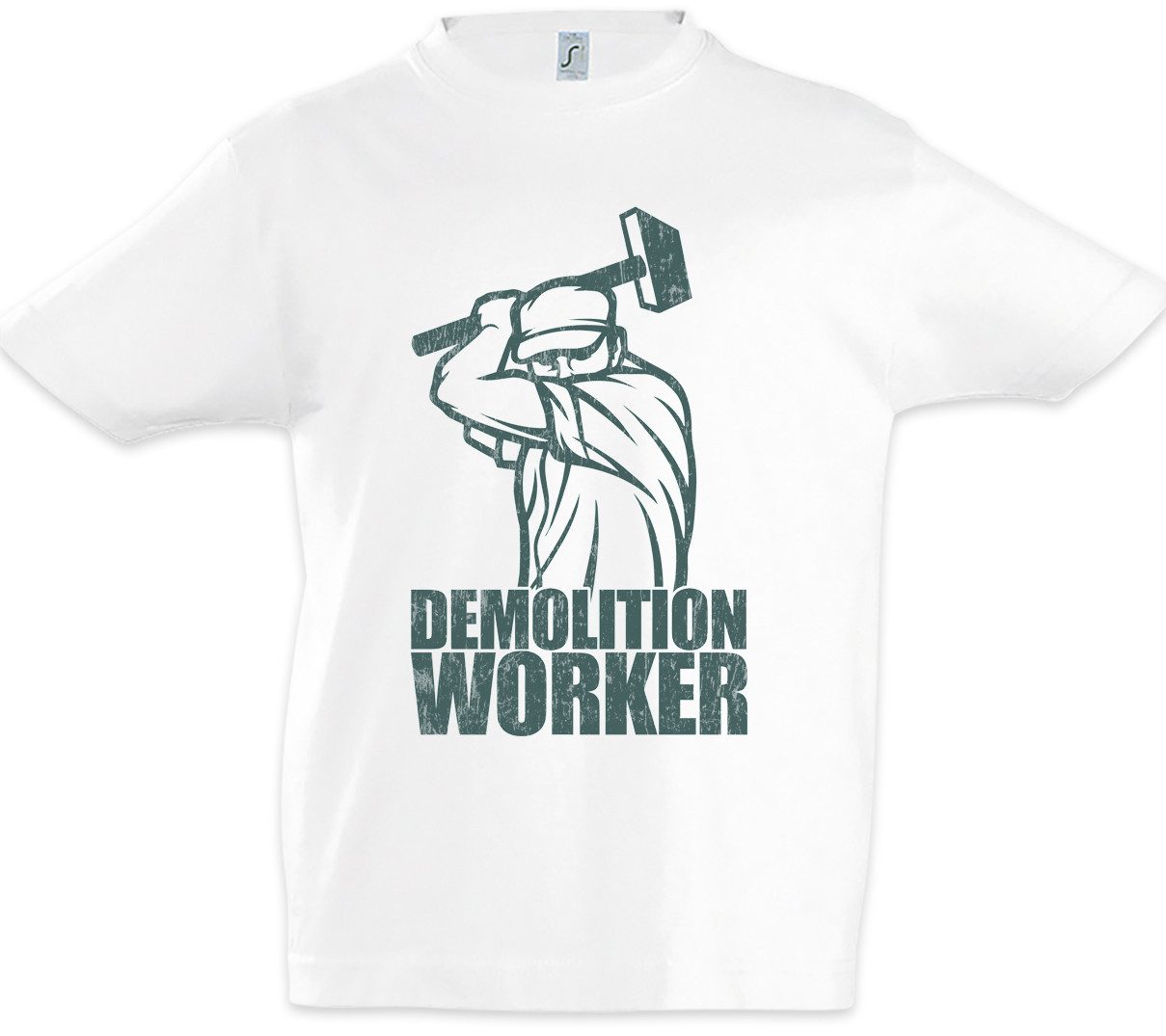 Print-Shirt Demolition Worker II Kinder T-Shirt Abriss Abbruch Handwerk Handwerker