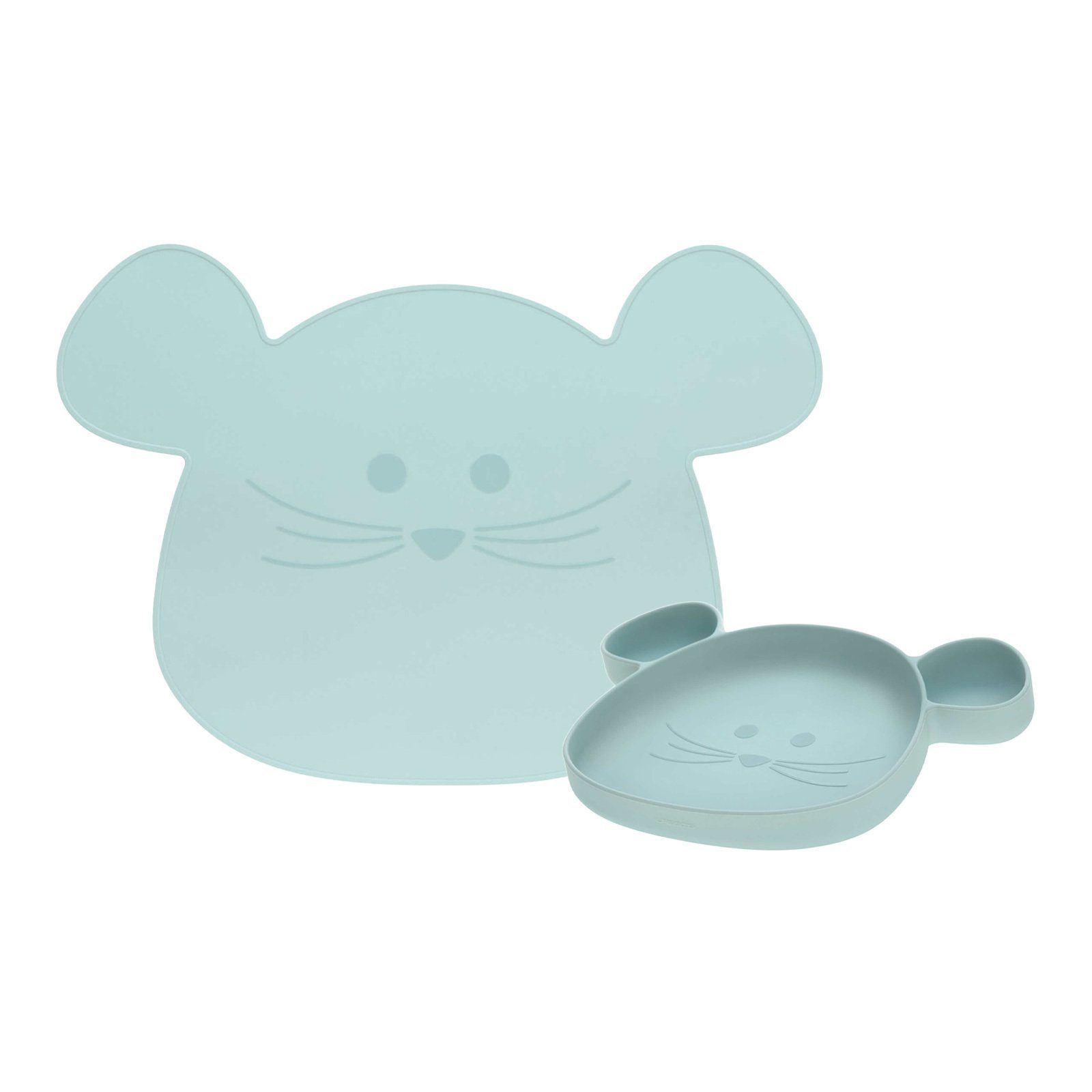 LÄSSIG Kindergeschirr-Set Little Chums Mouse Esslernteller und Platzset (2-tlg), Material-Mix blau | Kindergeschirr