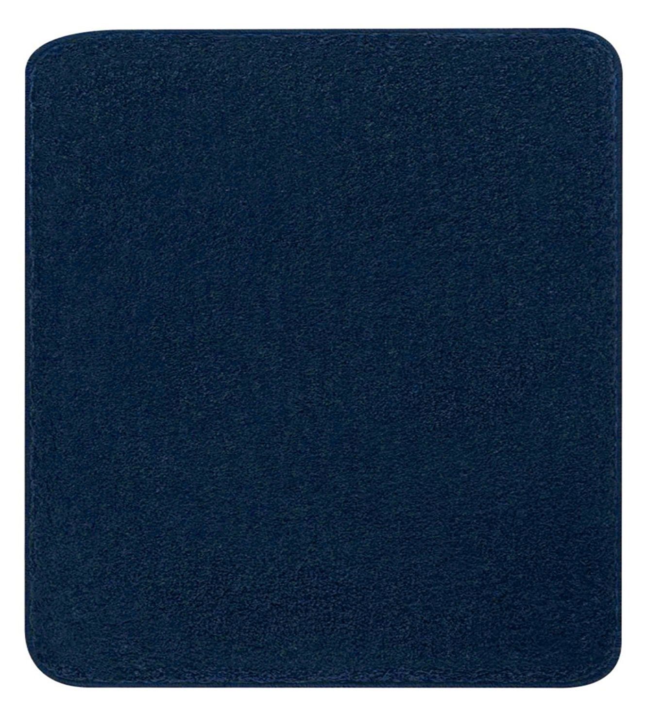 Badematte MEADOW, Blau, 60 x 50 cm, Uni Kleine Wolke, Höhe 30.0 mm, rutschhemmend beschichtet, fußbodenheizungsgeeignet, Polyester, rechteckig