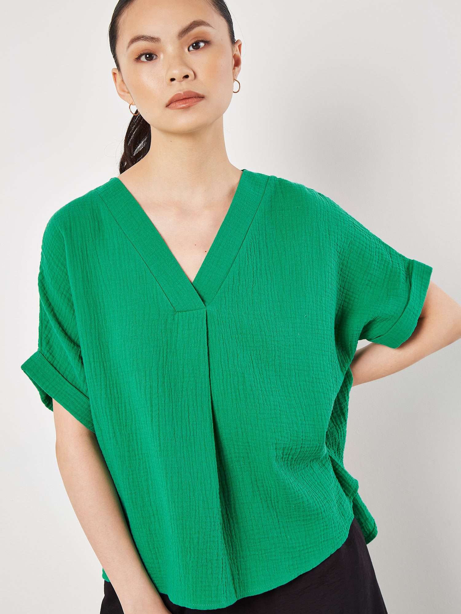 Apricot Blusenshirt Top aus Baumwolle, in günstig online kaufen