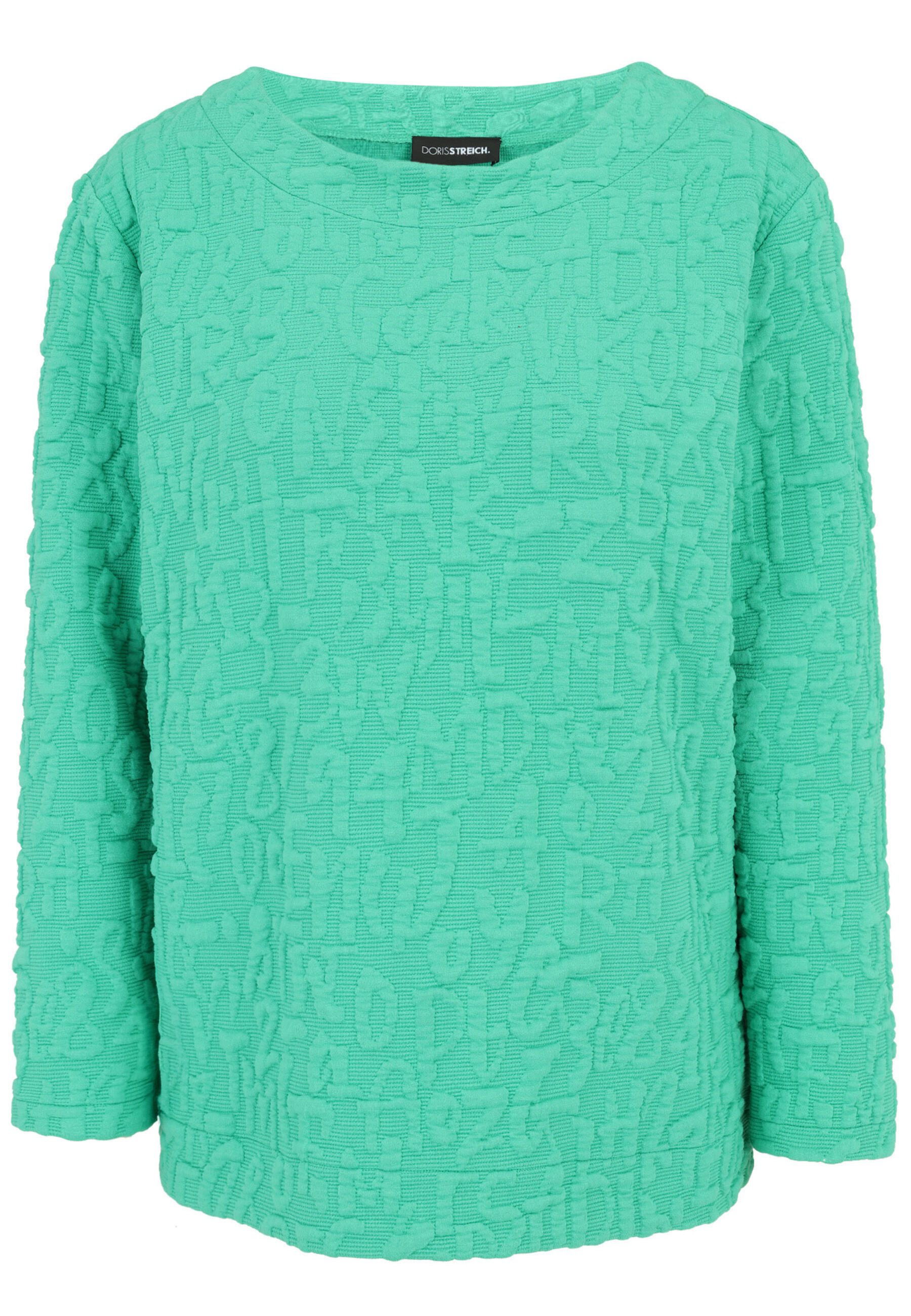 Doris Streich Rundhalspullover mit 3D Buchstaben-Jacquard