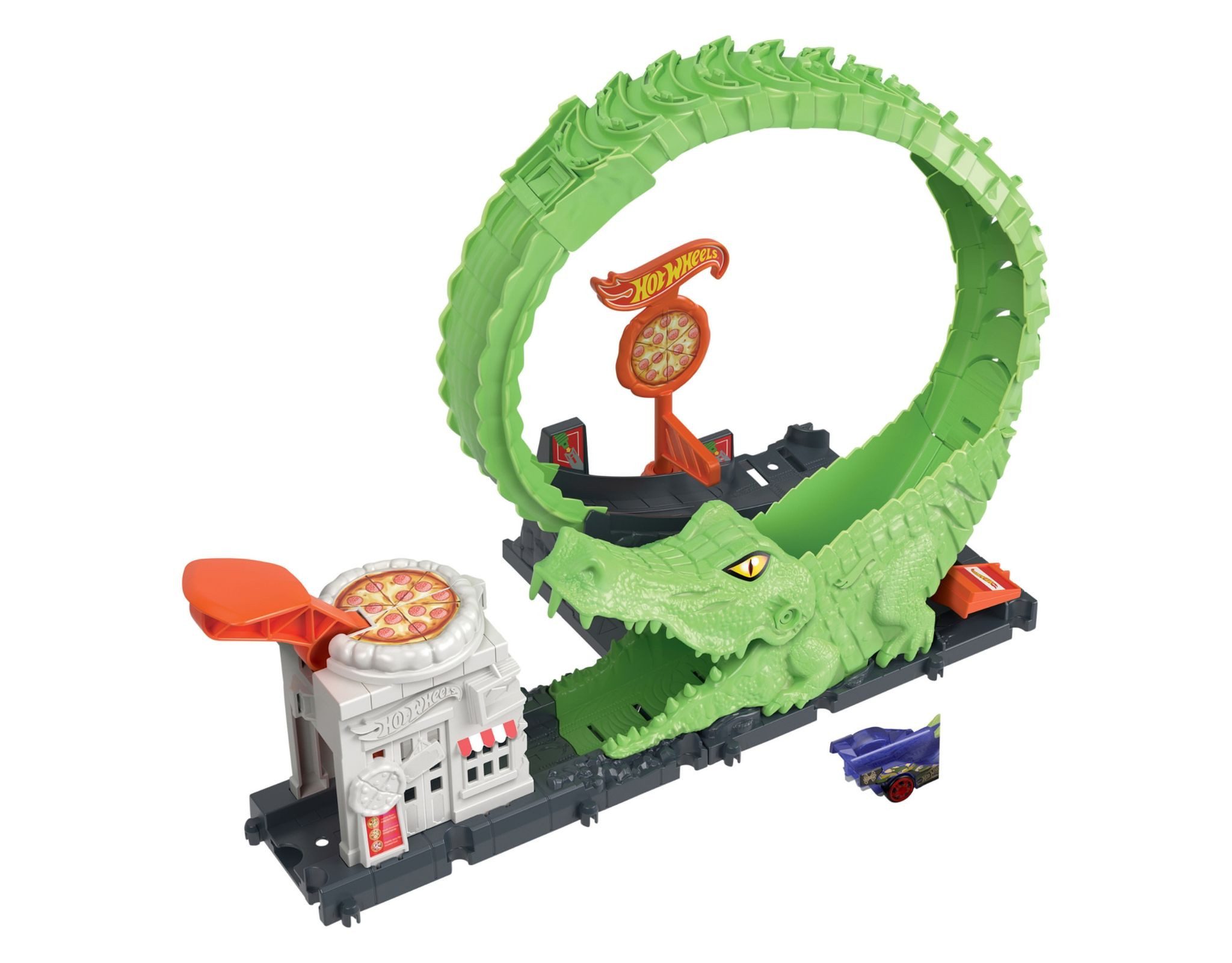 Hot Wheels Autorennbahn Hot Wheels Krokodil Attacke City Gator Loop Spielset Stunt-Looping