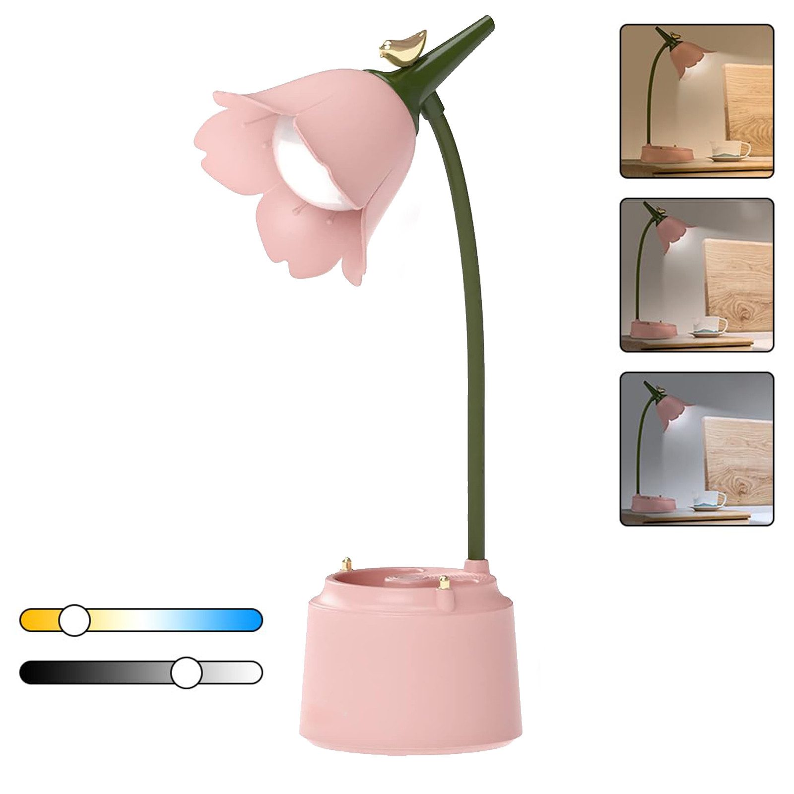 ZEUOPQ Schreibtischlampe Blumenvogel Tischlampe,über USB wiederaufladbar,3 günstig online kaufen