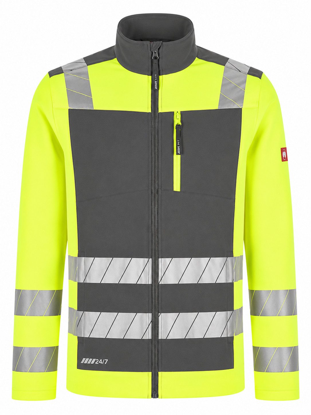 Engelbert Strauss Arbeitsjacke Warnschutz-Softshelljacke e.s. motion 24/7 Hi-Vis anthrazit/warngelb dryplexx-Softshell Wasserabweisend Windabweisend Atmungsaktiv