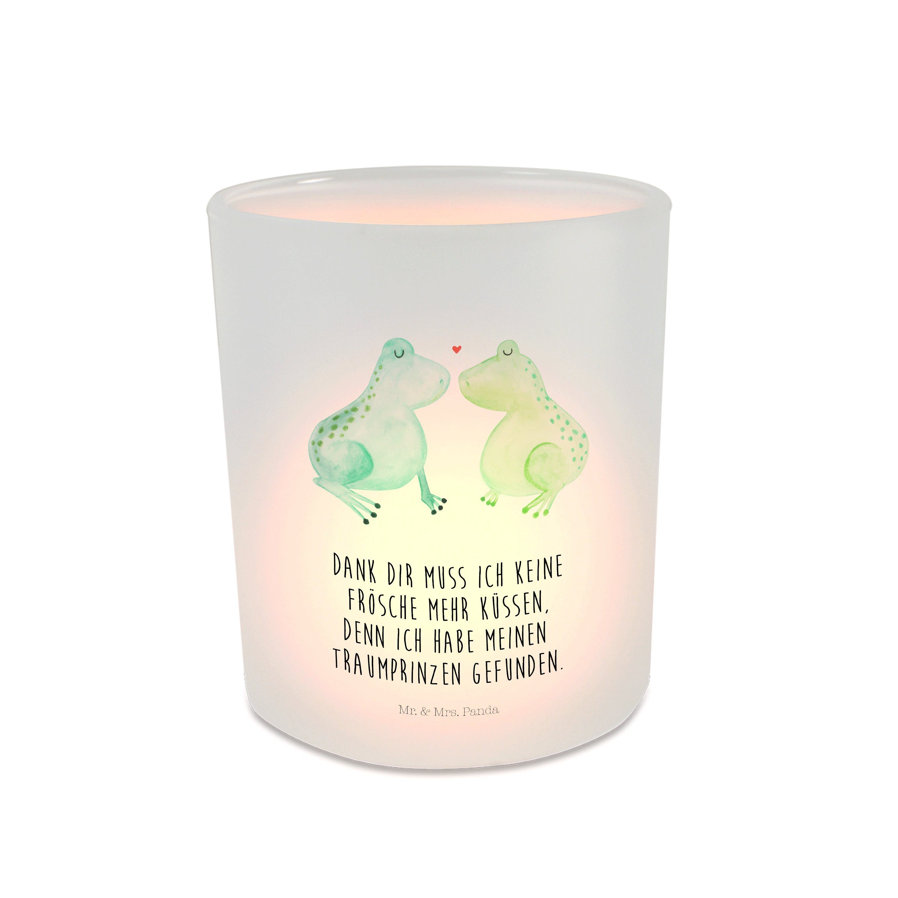 Mr. & Mrs. Panda Windlicht Frosch Liebe - Transparent - Geschenk, Teelichtglas, Frösche, Heirate (1 St)