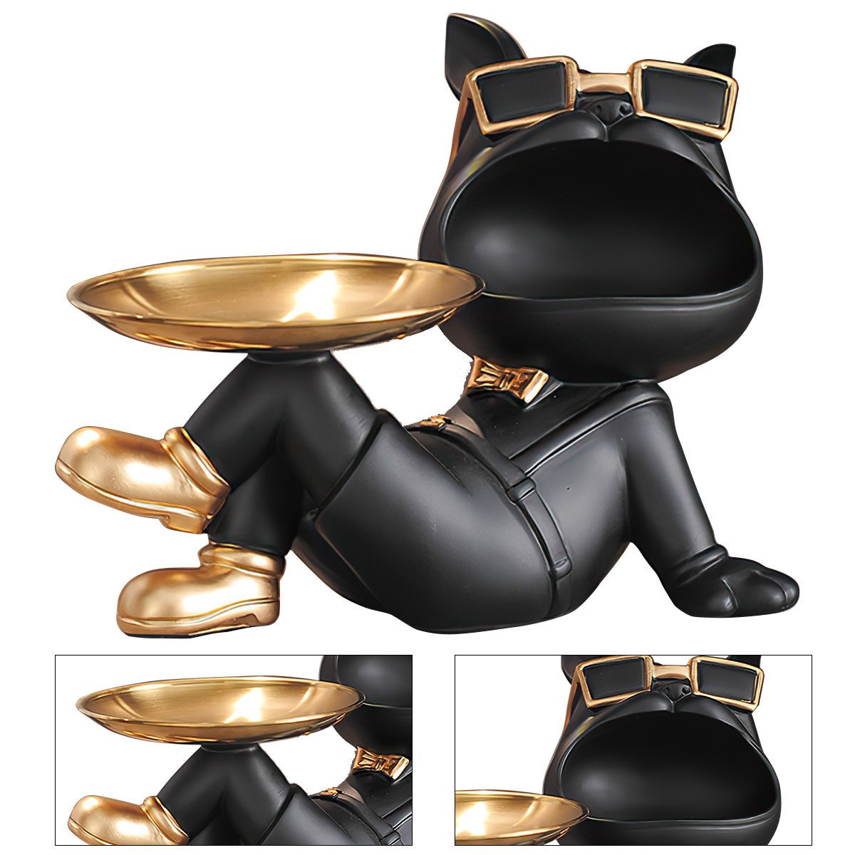 Welikera Schlüsselbrett Schwarze Bulldogge-Statuen Heimdekoration Modern günstig online kaufen