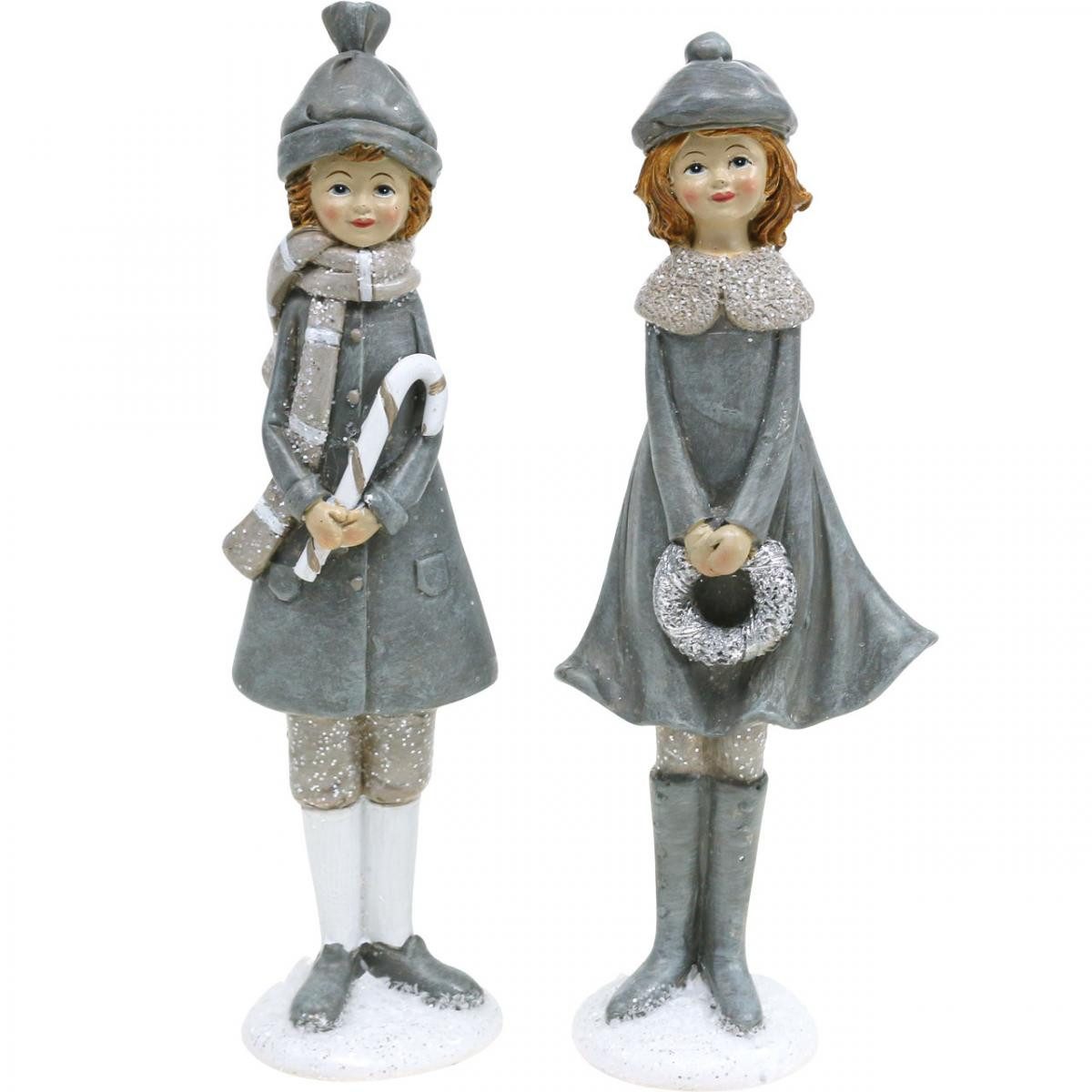 Florists Products Weihnachtsmann Winterkinder Figuren Mädchen H19cm 2er-Set, 2 Stück