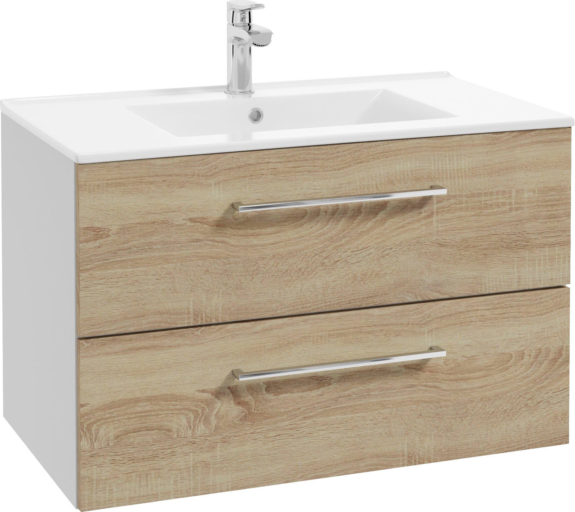 welltime Waschtisch Palermo (Set), Badmöbel inkl. Waschbecken, Breite 80 cm günstig online kaufen