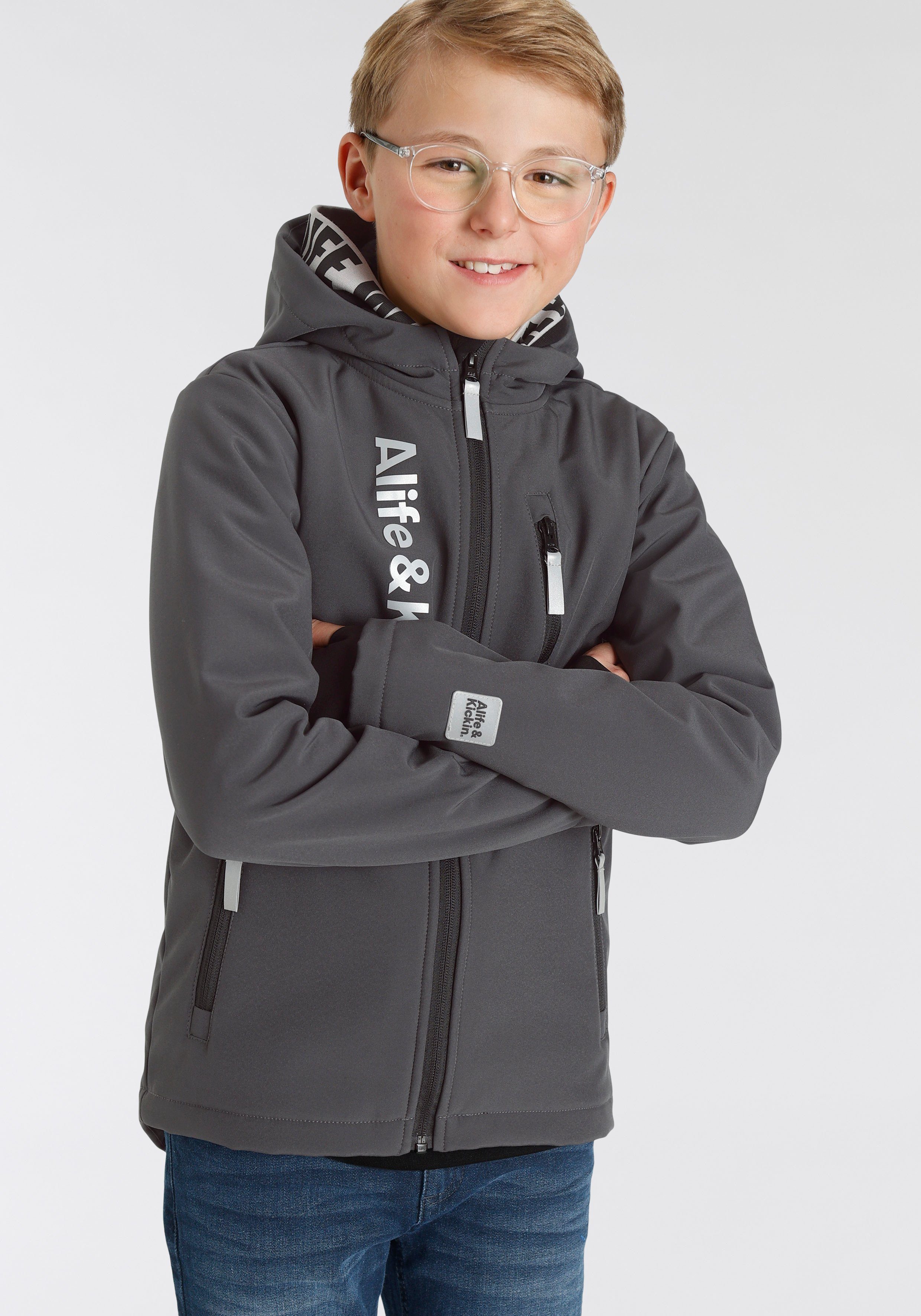 Alife & Kickin Softshelljacke Jungen, für mit Details reflektierenden