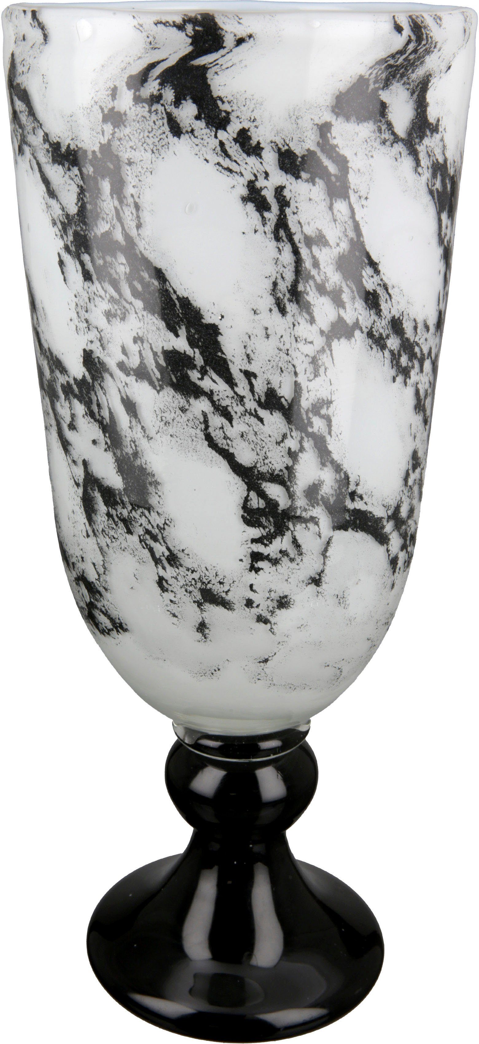 Casablanca by Gilde Tischvase Pokal Vase Trophy, mit Marmorfinish (1 St), dekorative Vase aus Glas, Blumenvase