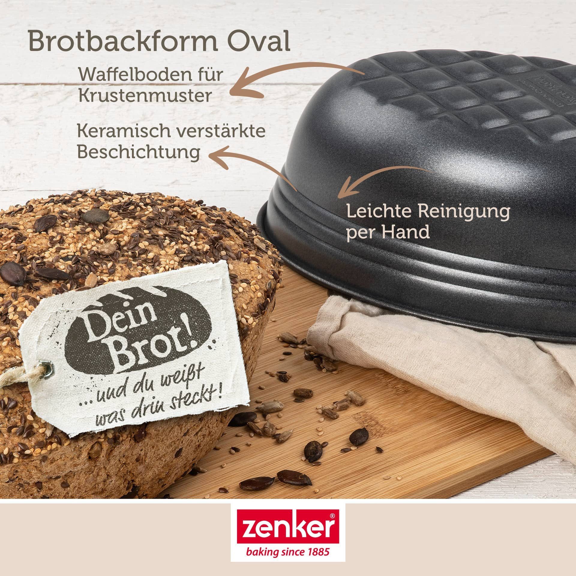 Zenker Brotbackform Brotlaibform oval antihaftbeschichtet 26 x 16 x 9 cm – Bild 3 von 5