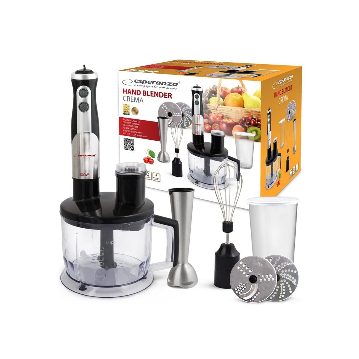 Esperanza Handmixer Esperanza Handmixer Creme mit Edelstahl Rührbesen