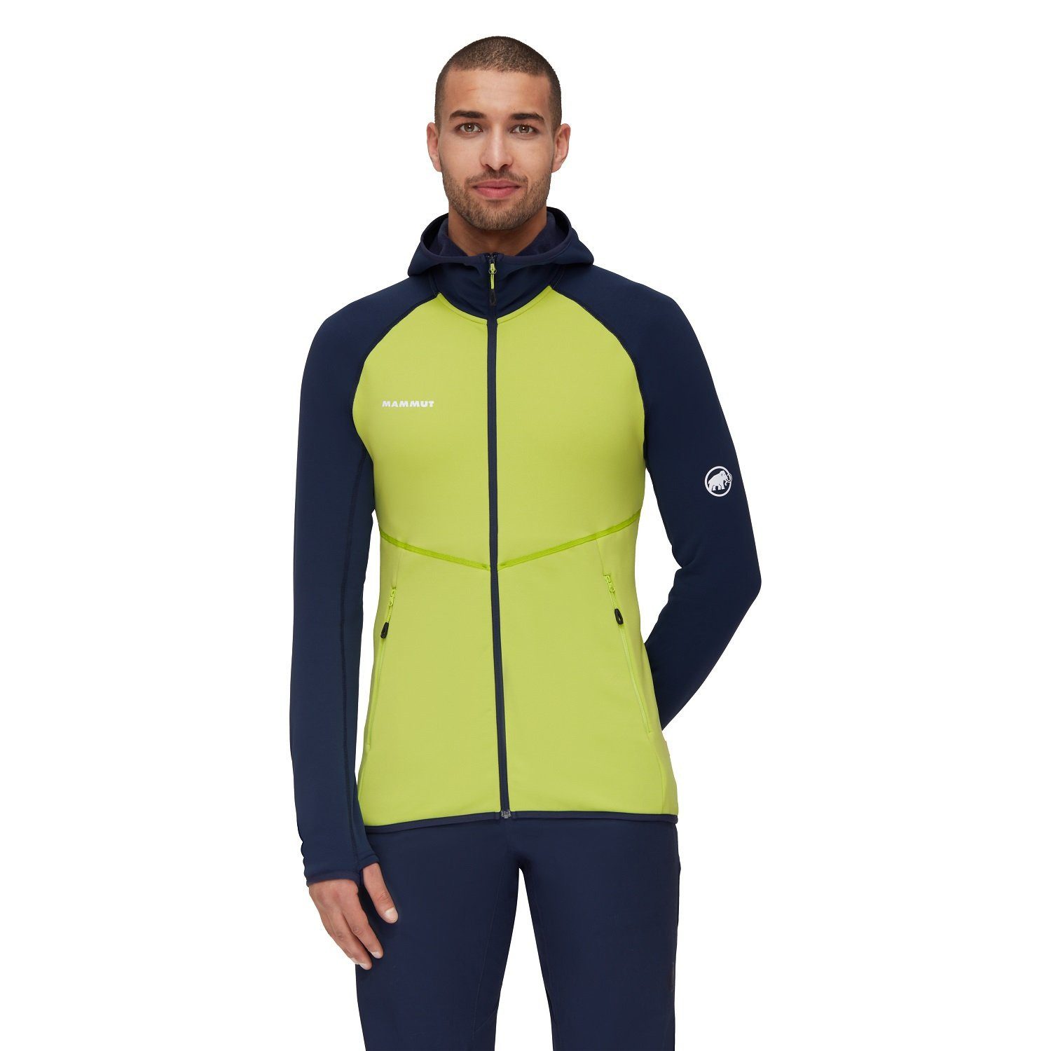 Fleecejacke Aconcagua ML (Midlayer) mit Kapuze limegrün/marineblau Herren