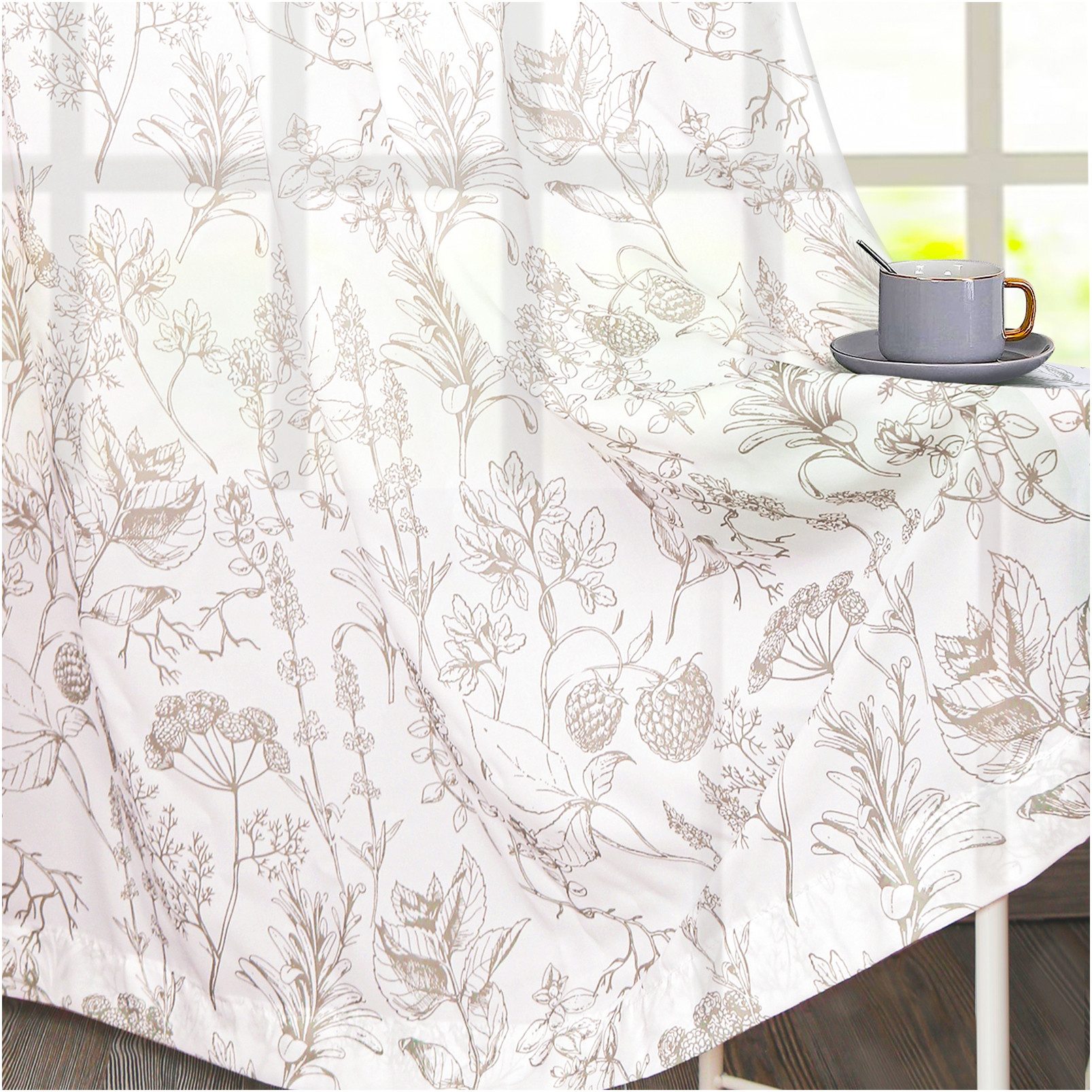 Sunicol Gardine Floral bedruckter transparenter Brokat günstig online kaufen